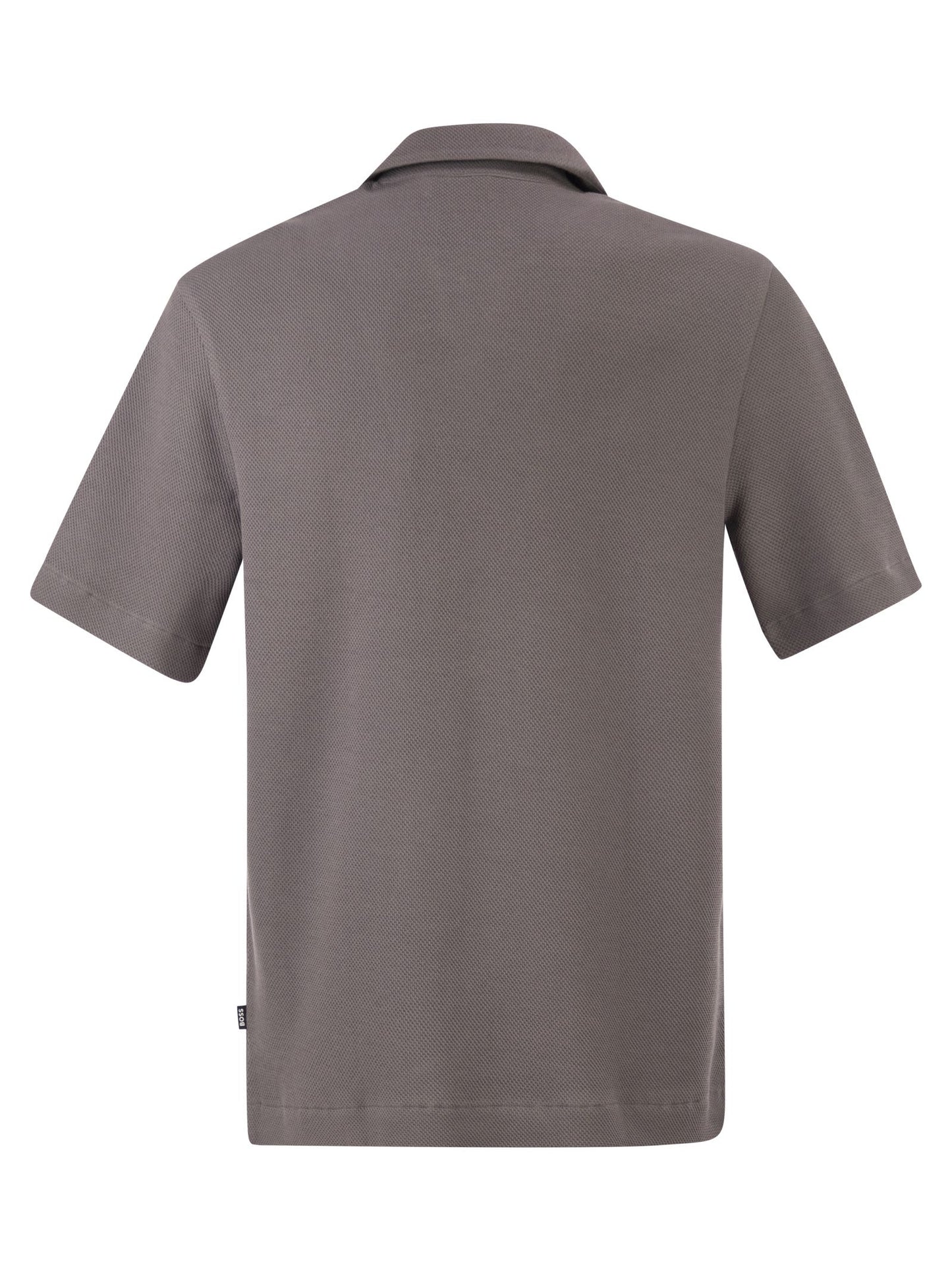 Boss Men Textured Cotton Polo Shirt With Open Collar BOSS