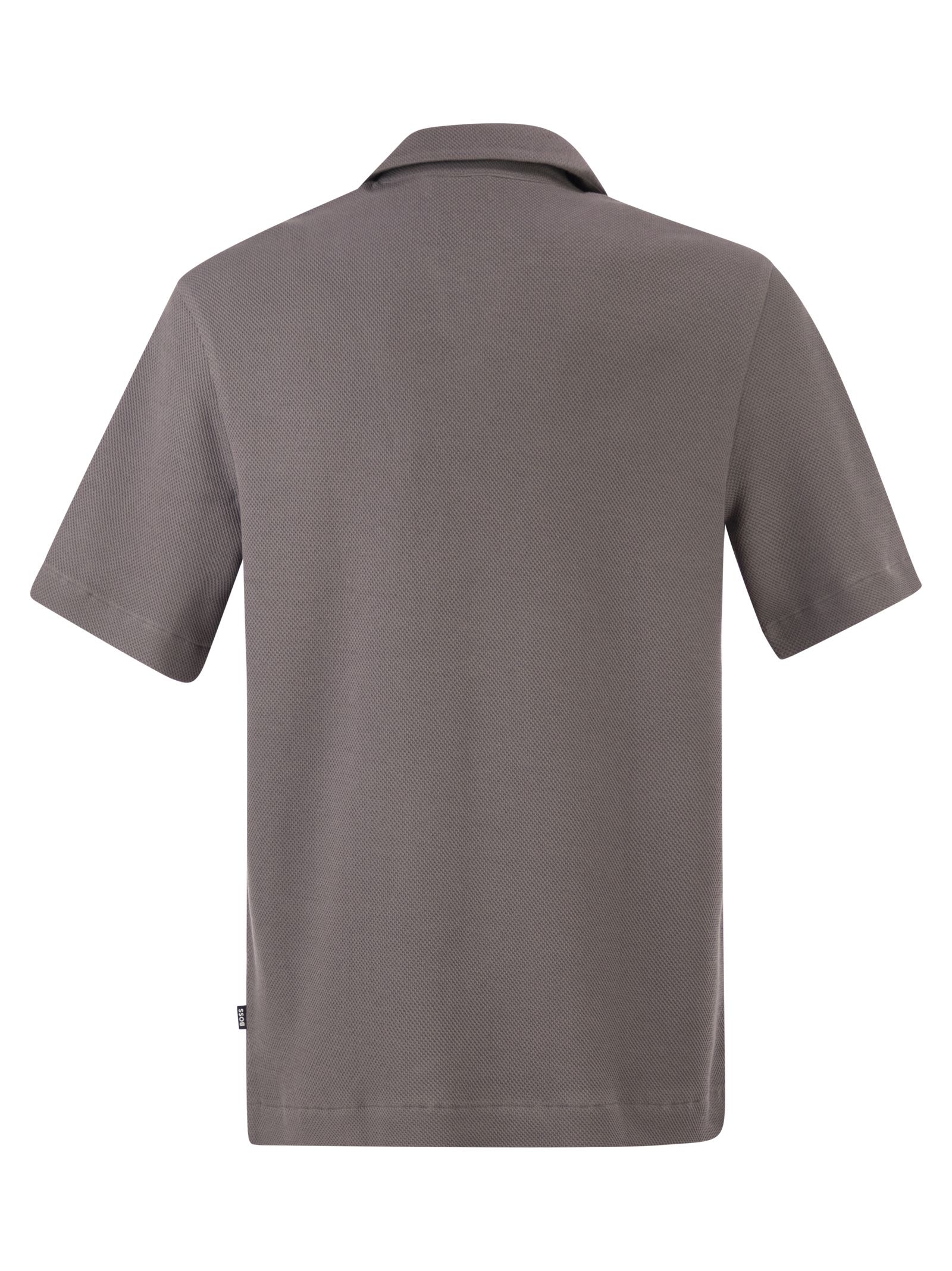 Boss Men Textured Cotton Polo Shirt With Open Collar BOSS