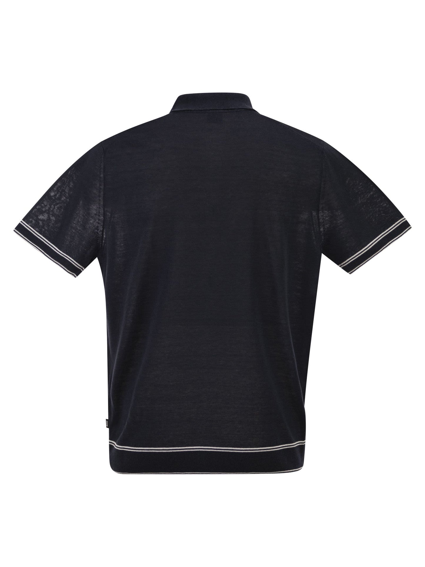 Boss Men Linen And Viscose Polo Shirt With Zip And Contrast Trims BOSS