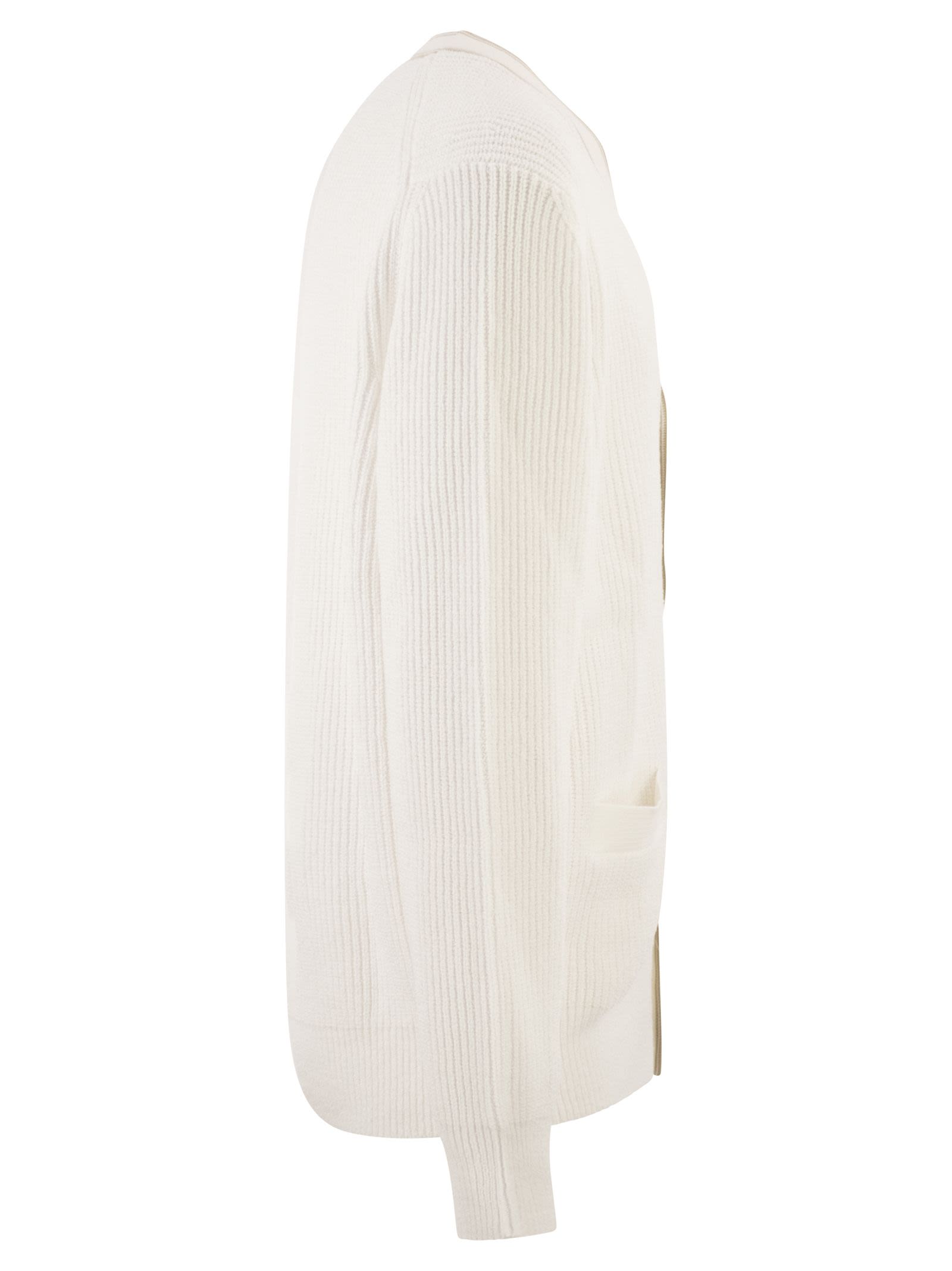 Boss Men Ribbed Cotton Cardigan With Contrast Buttons BOSS
