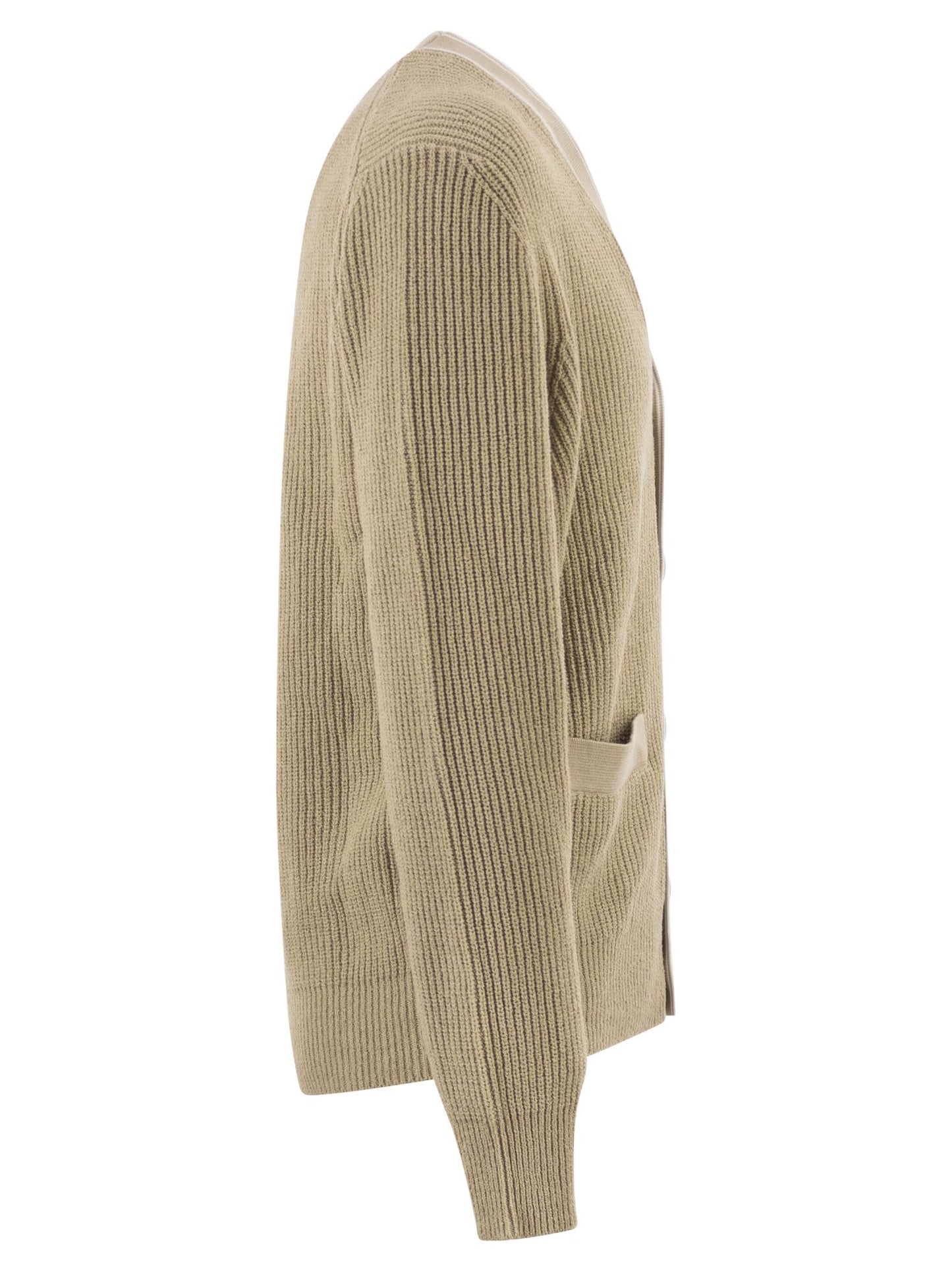 Boss Men Ribbed Cotton Cardigan With Contrast Buttons BOSS