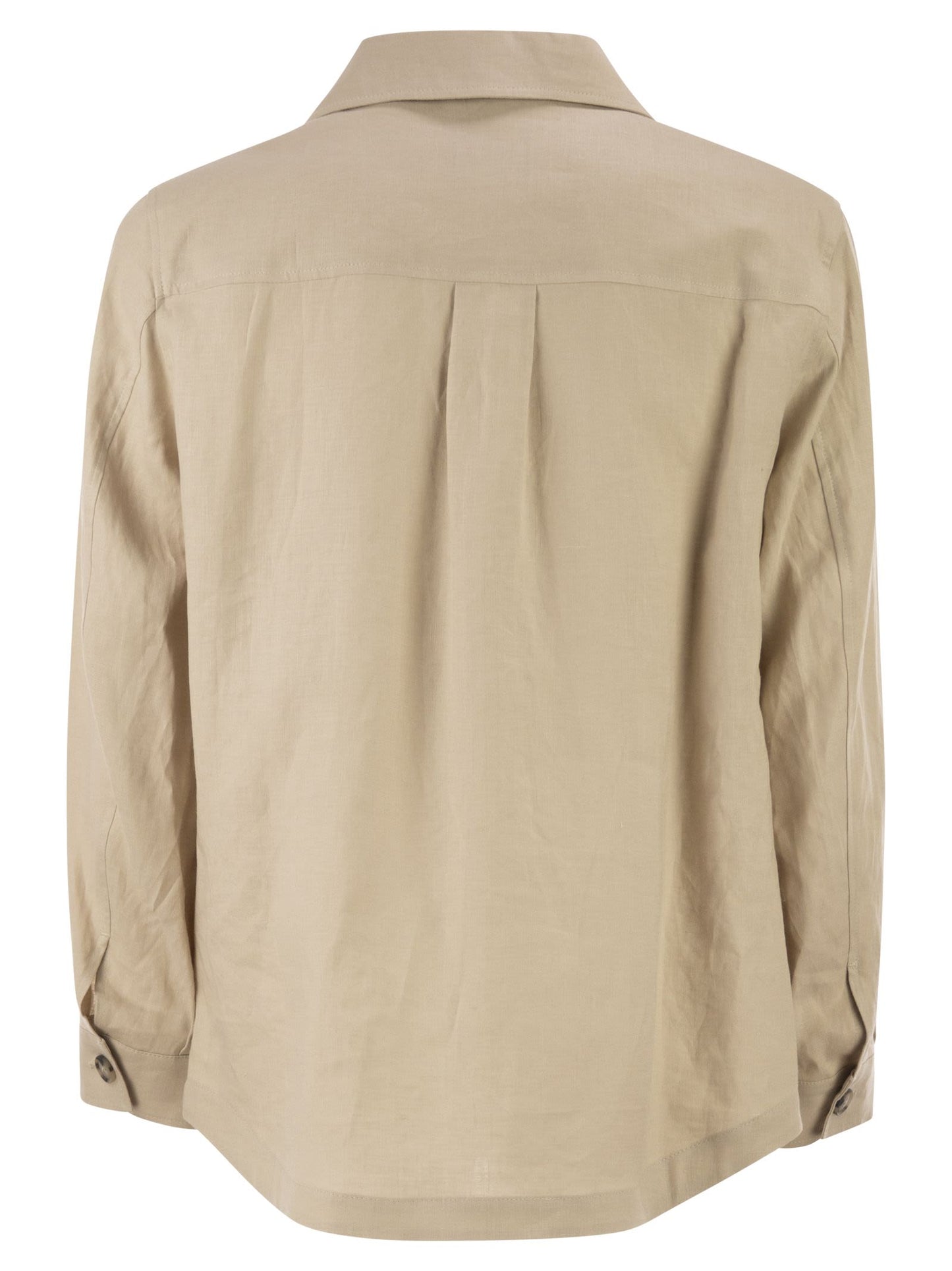 Boss Men Linen Shirt Jacket With Patch Pockets BOSS