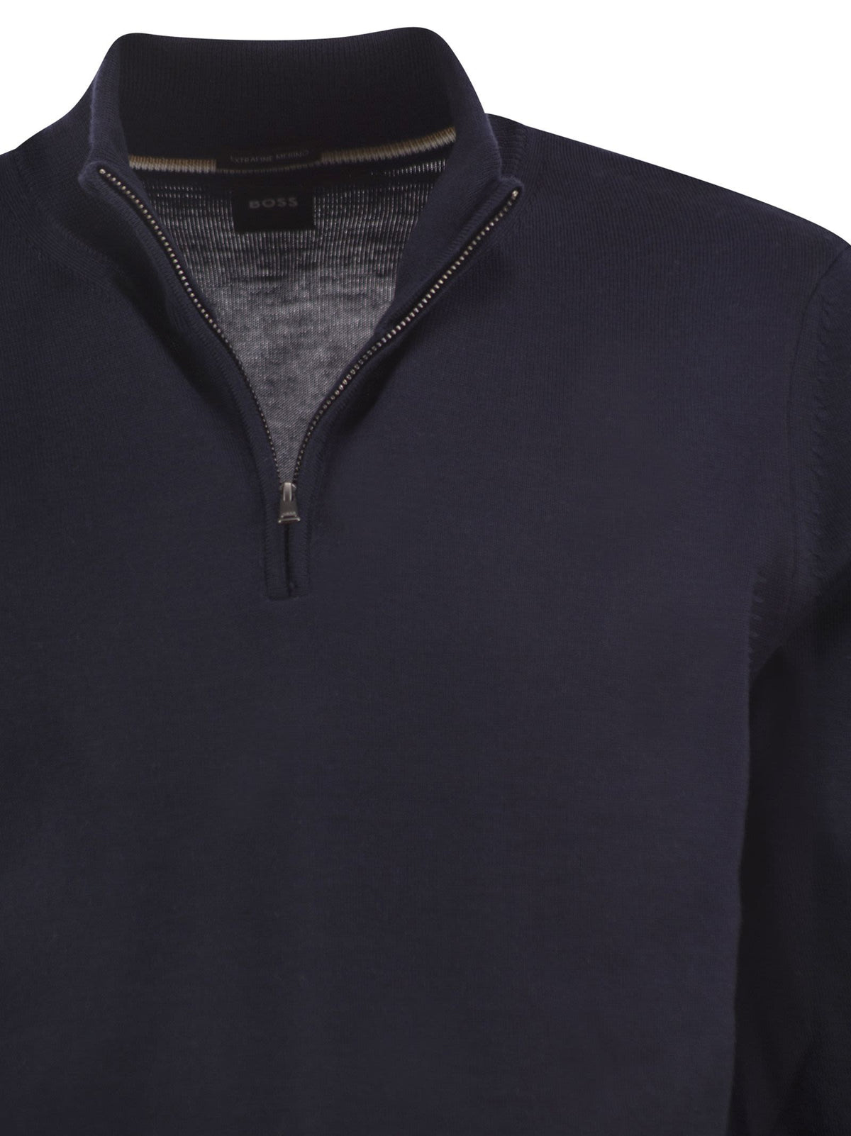 Boss Men Pure Virgin Wool Half-Zip Jumper BOSS