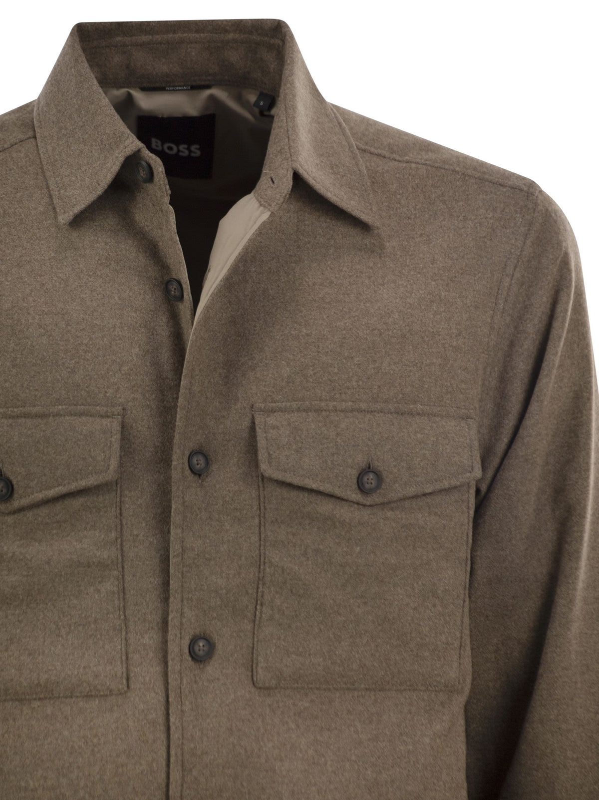 Boss Men Virgin Wool-Blend Overshirt With Patch Pockets BOSS