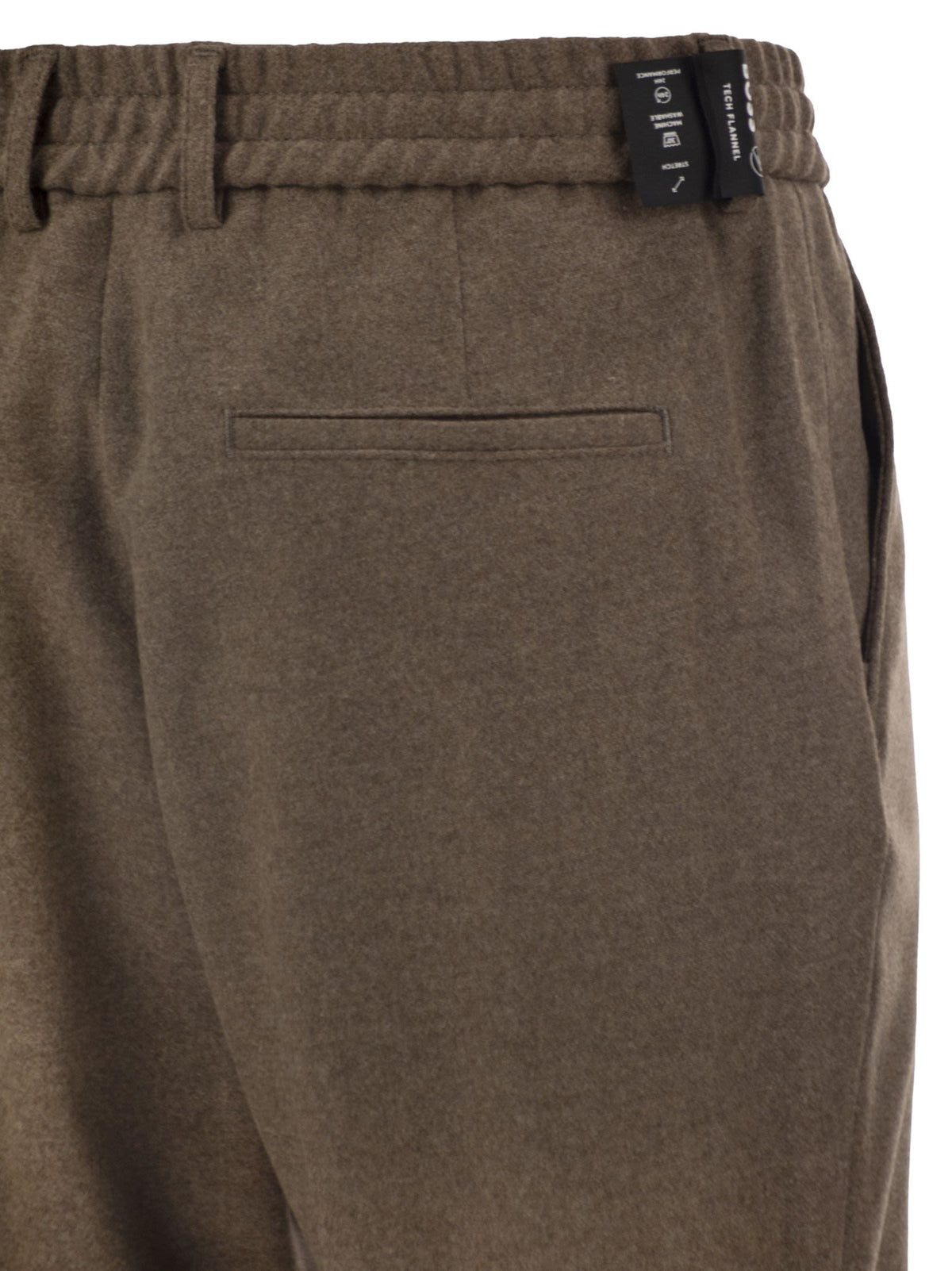 Boss Men Virgin Wool-Blend Tapered Fit Trousers With Drawstring BOSS