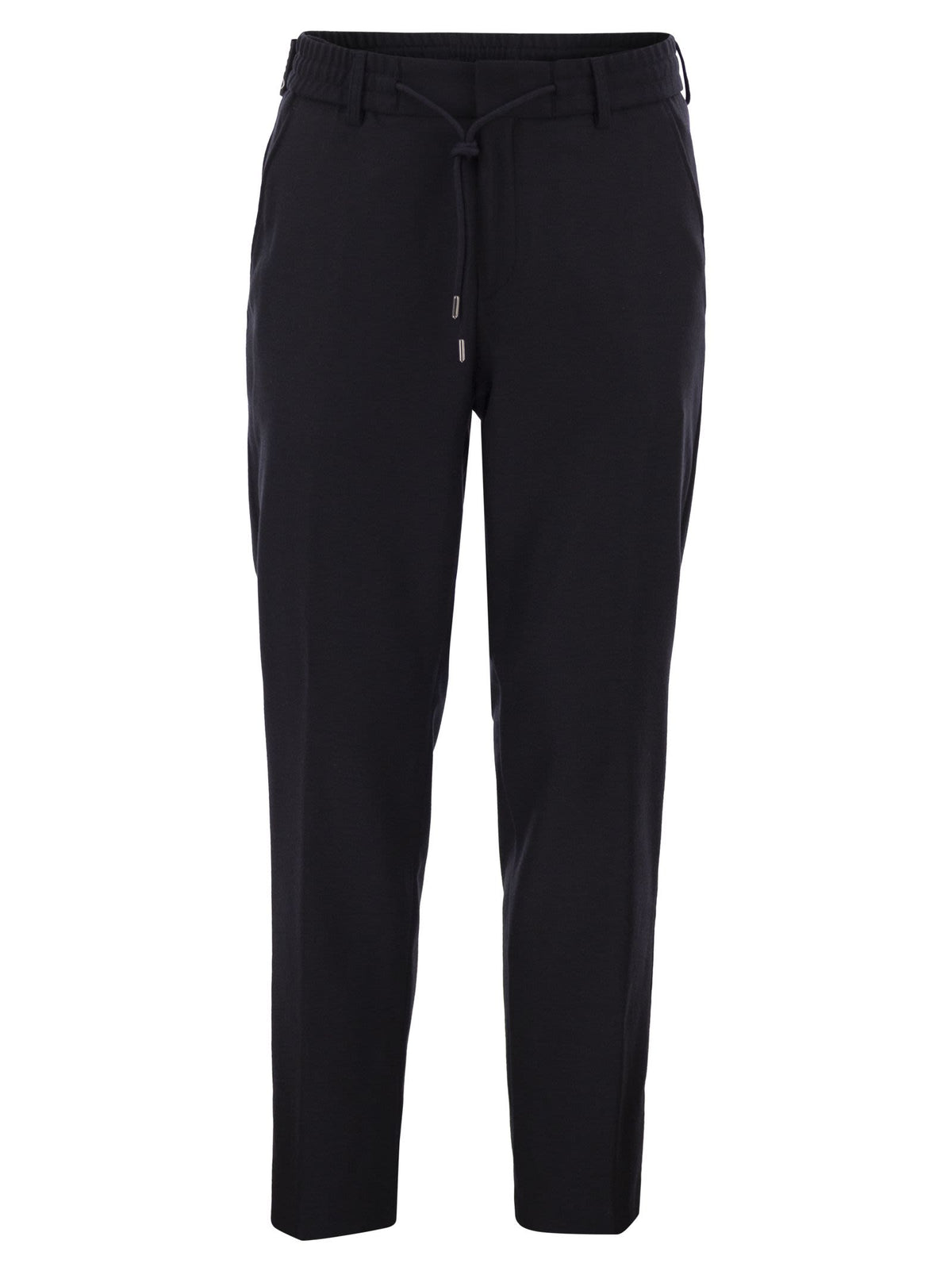 Boss Men Virgin Wool-Blend Tapered Fit Trousers With Drawstring BOSS