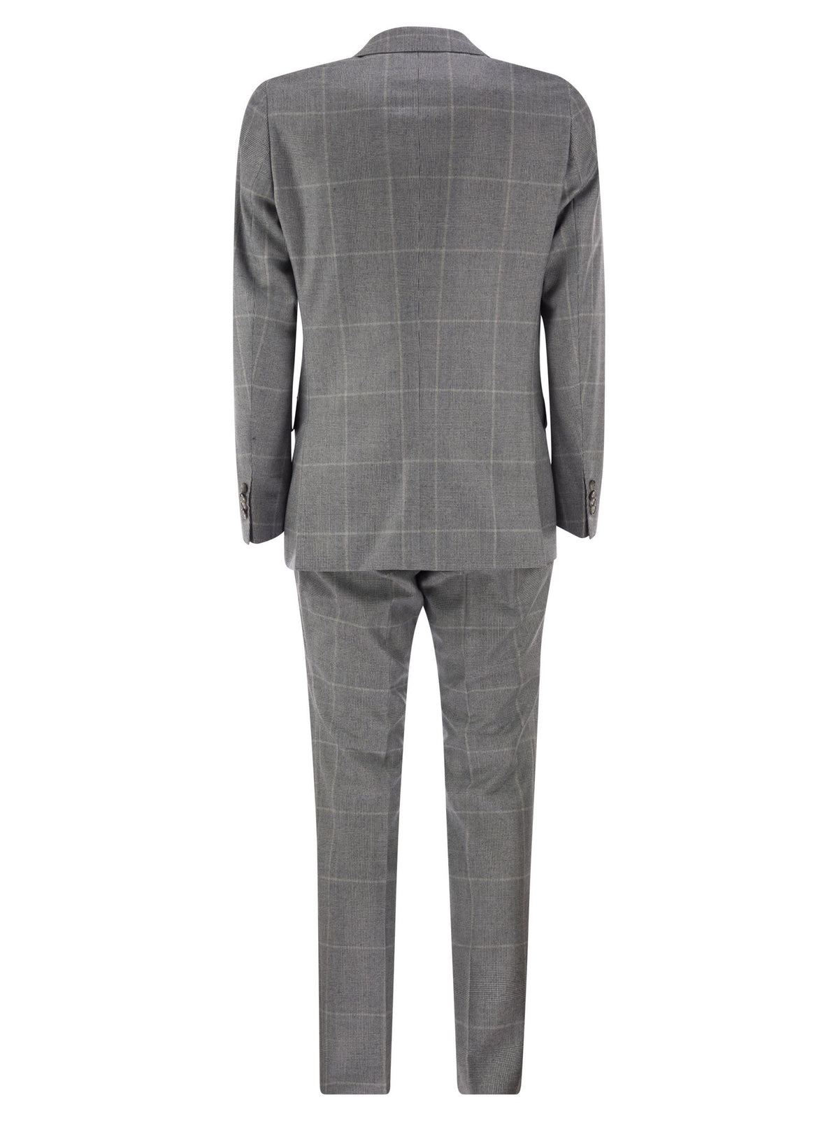 Boss Men Virgin Wool Double-Breasted Suit With Check Pattern BOSS