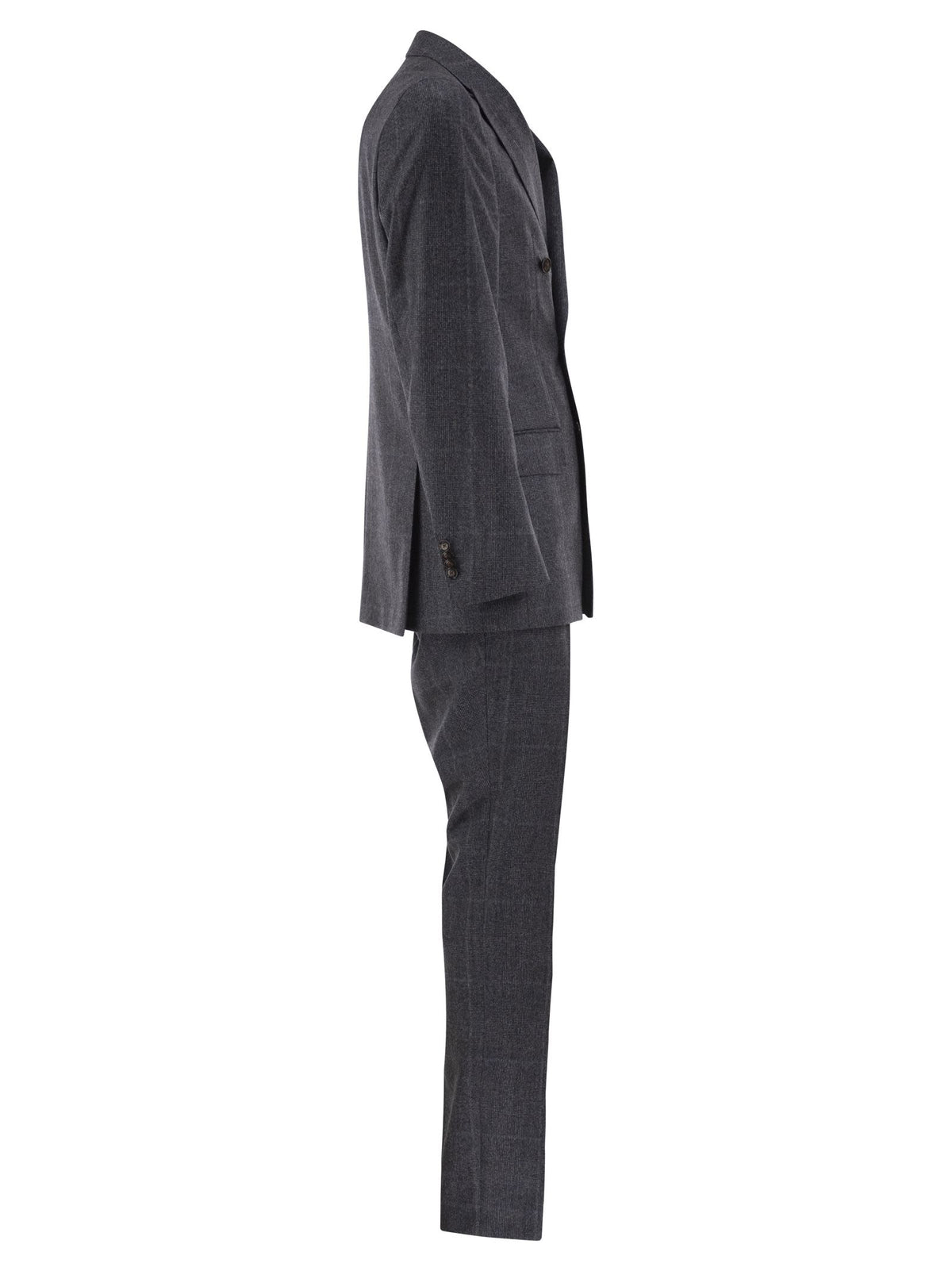 Boss Men Virgin Wool Double-Breasted Suit With Check Pattern BOSS