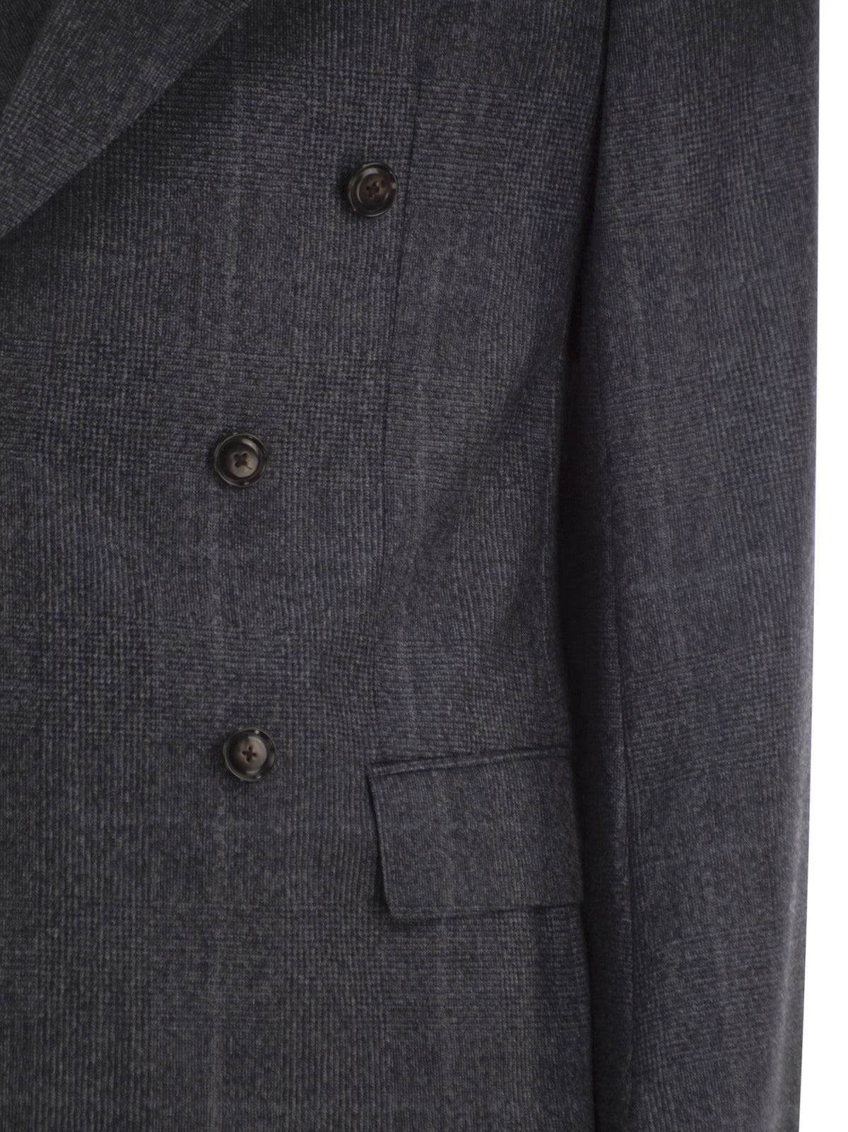 Boss Men Virgin Wool Double-Breasted Suit With Check Pattern BOSS
