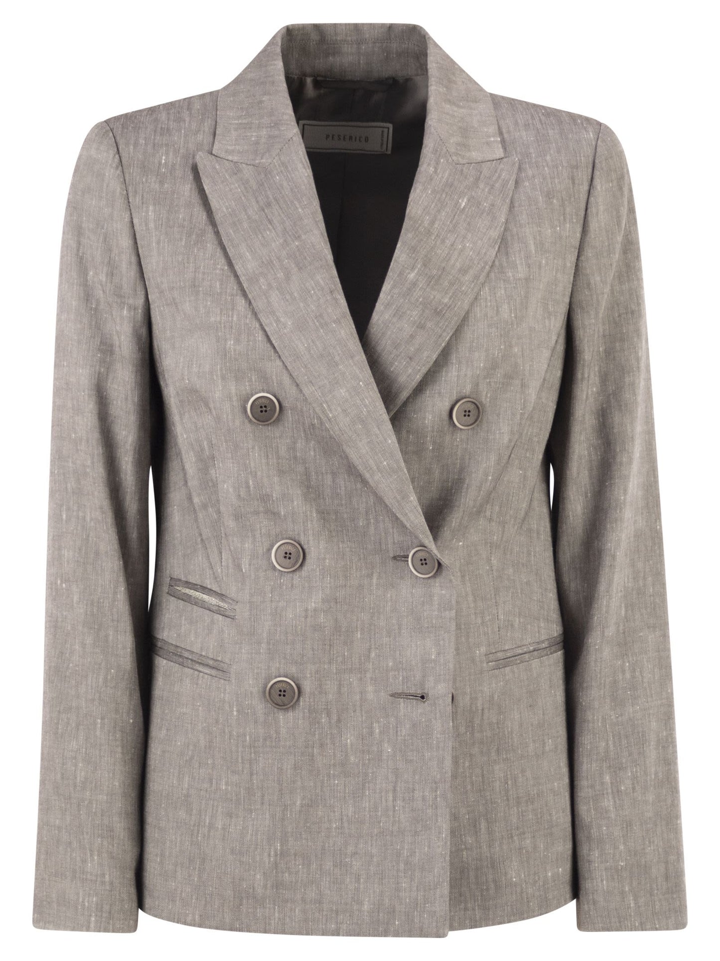 Peserico Women Double-Breasted Blazer In Linen And Wool Blend PESERICO