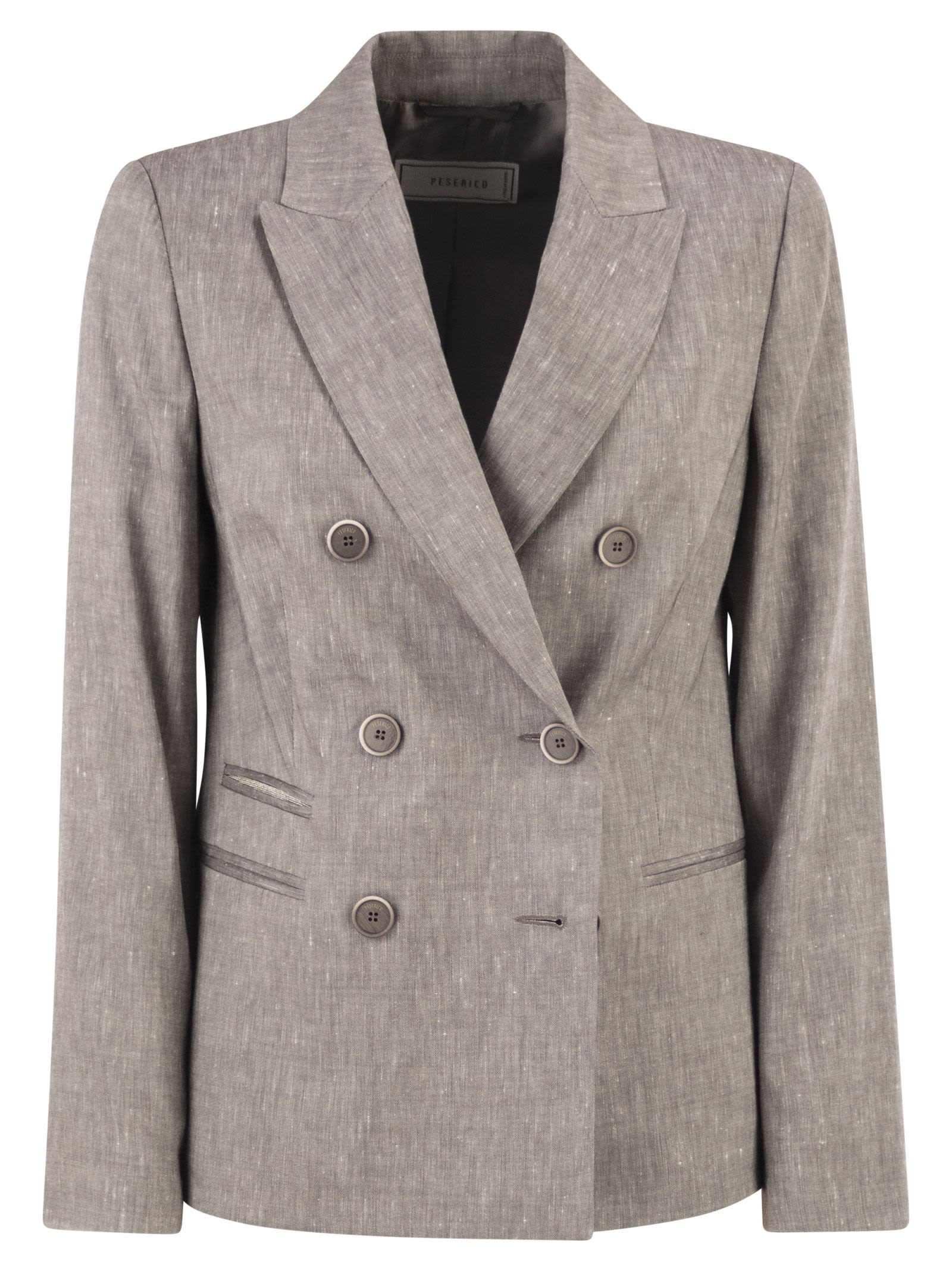 Peserico Women Double-Breasted Blazer In Linen And Wool Blend PESERICO