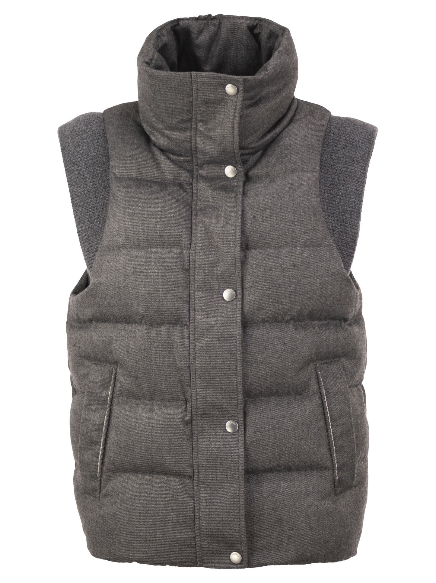 Peserico Women Padded Gilet With High Neck And Lurex Knit Details PESERICO