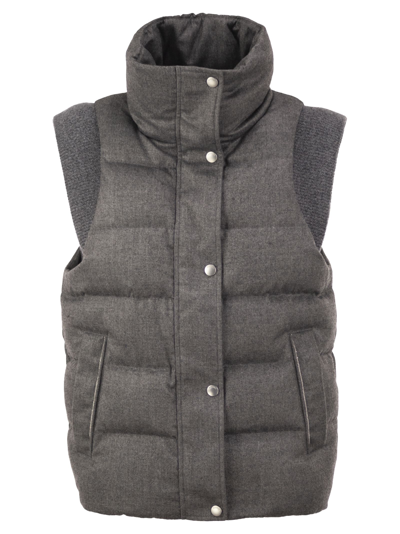 Peserico Women Padded Gilet With High Neck And Lurex Knit Details PESERICO