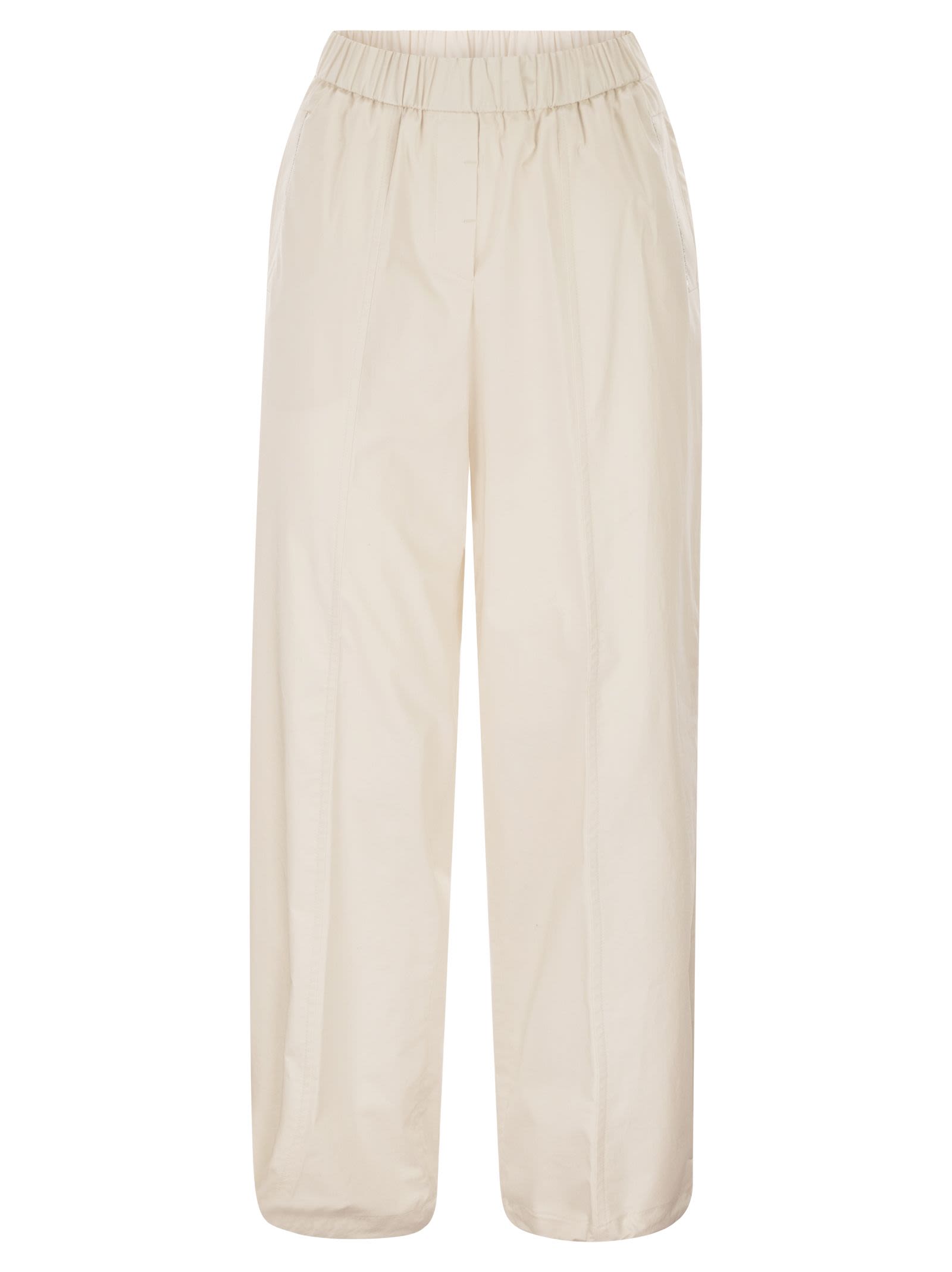 Peserico Women Loose-Fitting Stretch Cotton Trousers With Elasticated Waistband PESERICO