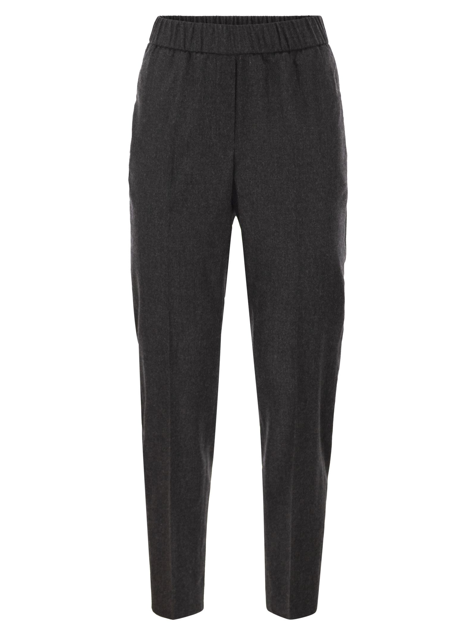 Peserico Women Virgin Wool And Cashmere Tapered Trousers With Elasticated Waistband PESERICO