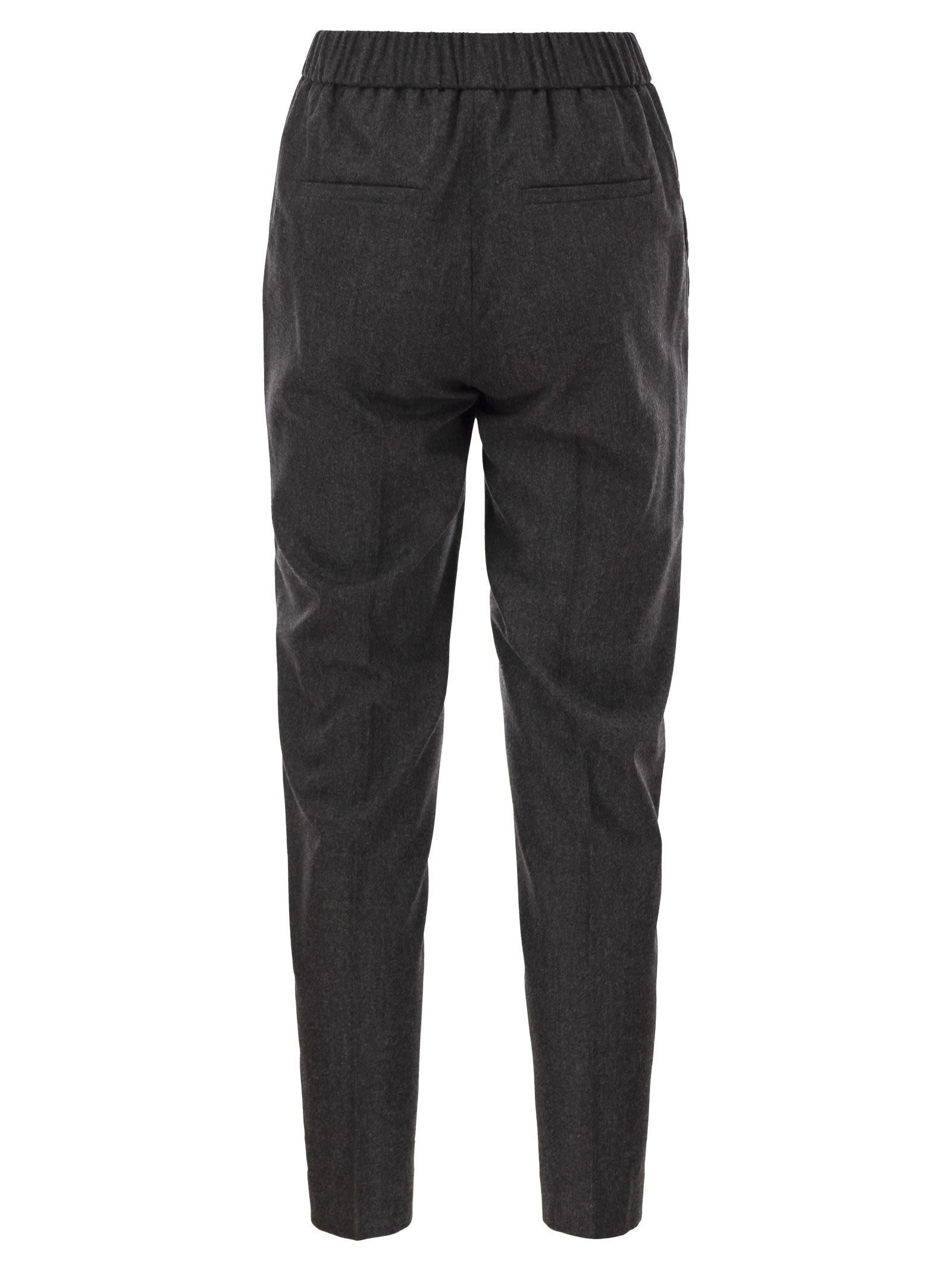 Peserico Women Virgin Wool And Cashmere Tapered Trousers With Elasticated Waistband PESERICO