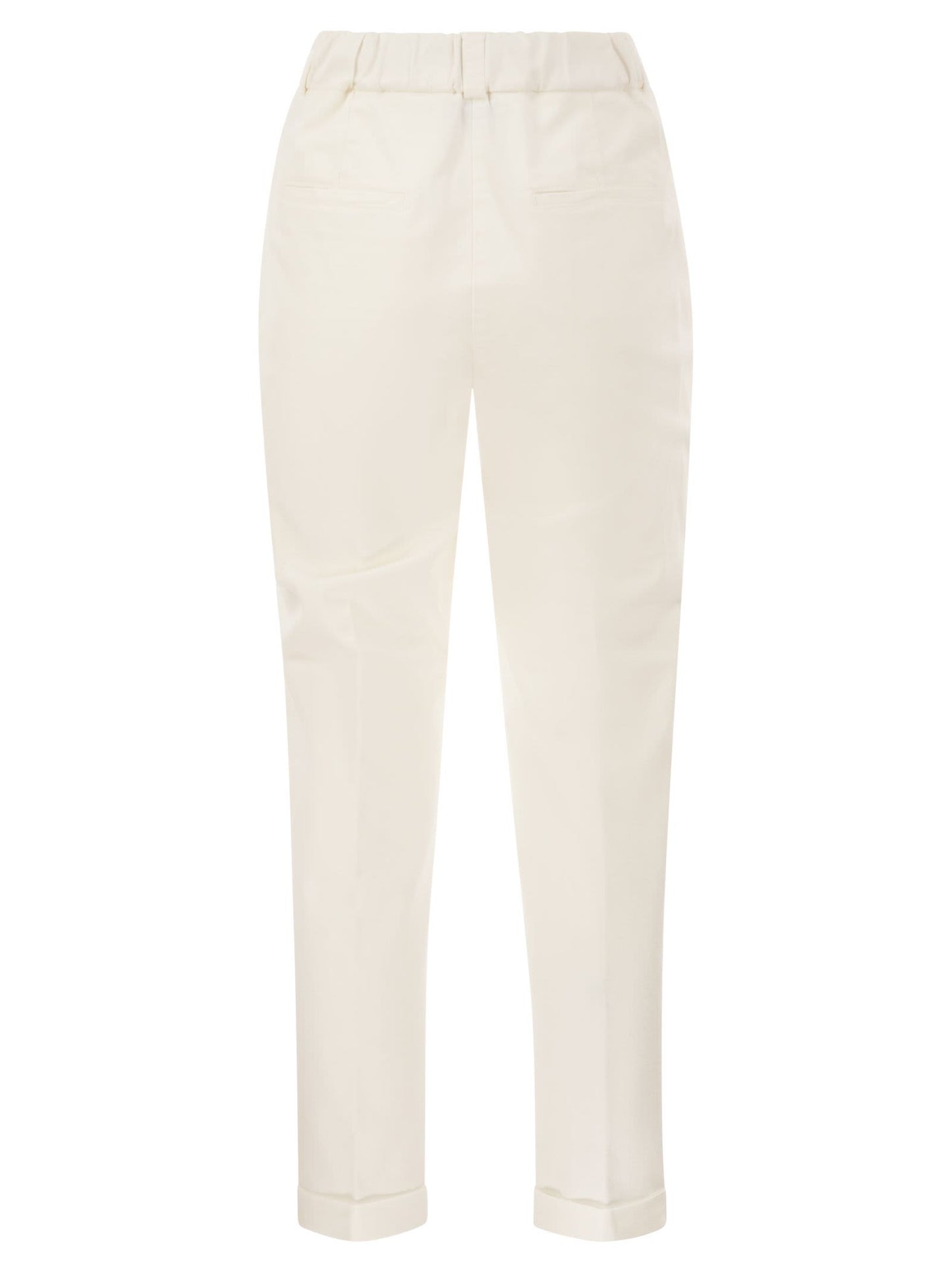 Peserico Women Stretch Cotton Tapered Trousers With Elasticated Waistband PESERICO