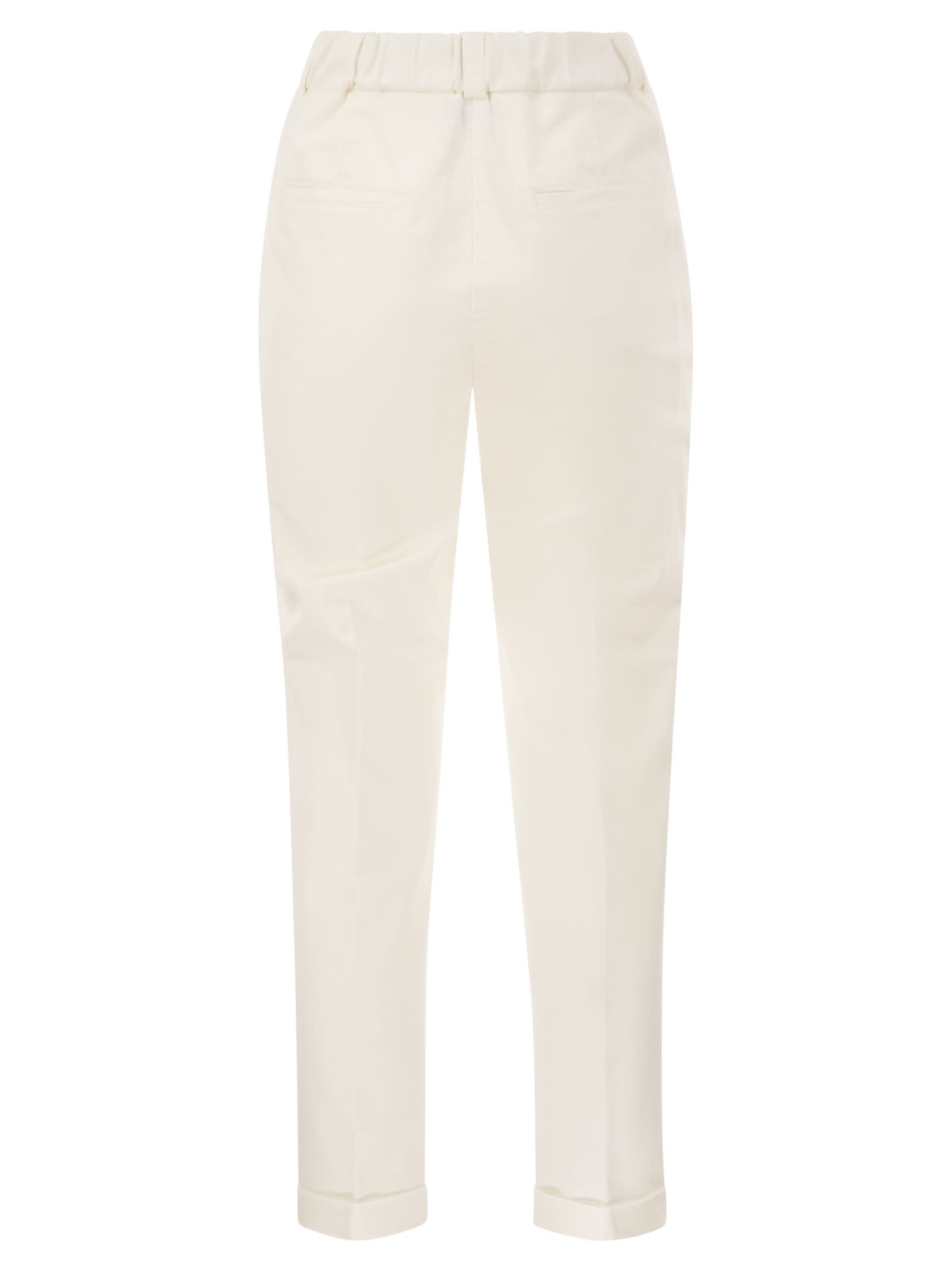Peserico Women Stretch Cotton Tapered Trousers With Elasticated Waistband PESERICO