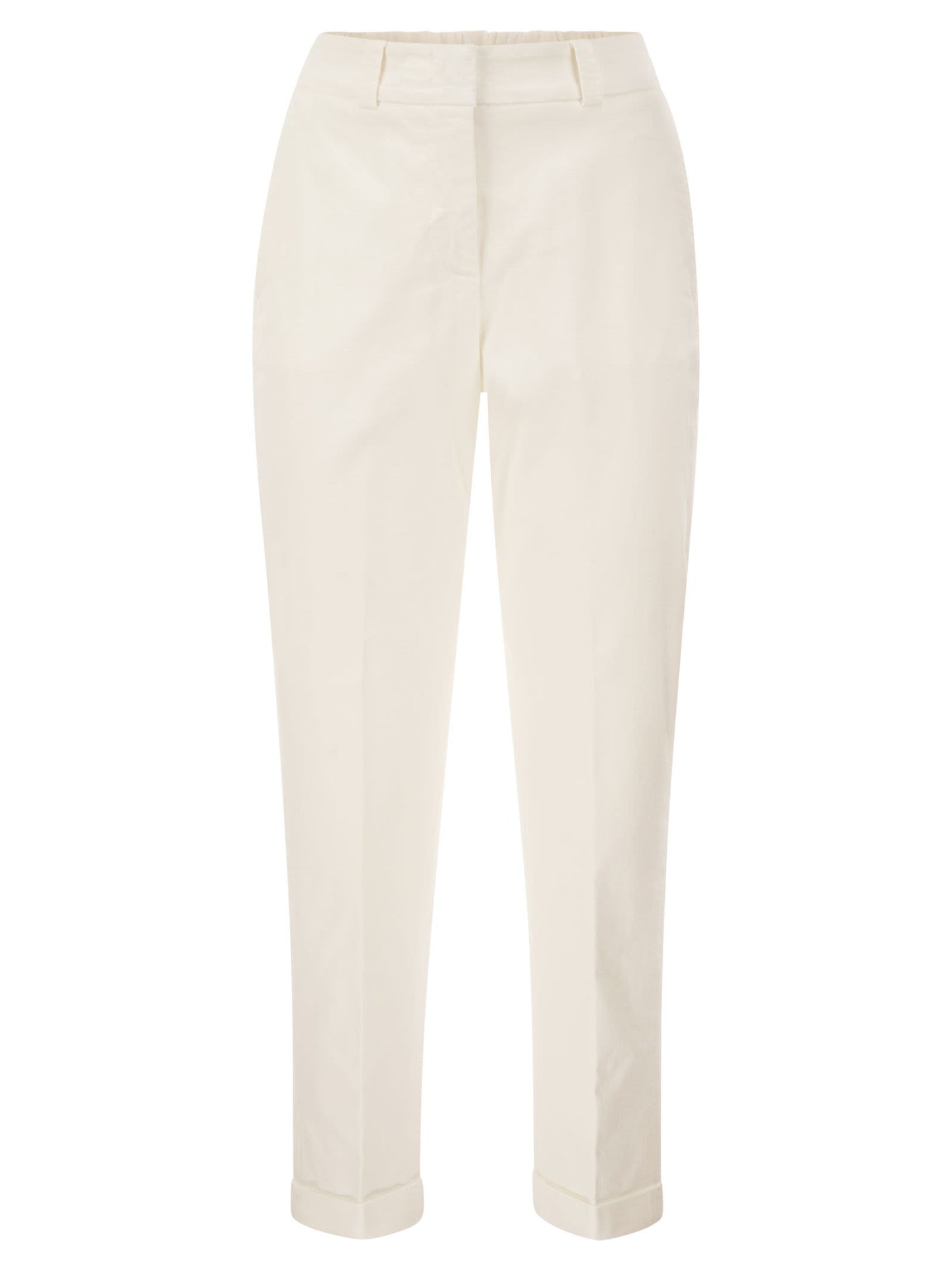 Peserico Women Stretch Cotton Tapered Trousers With Elasticated Waistband PESERICO