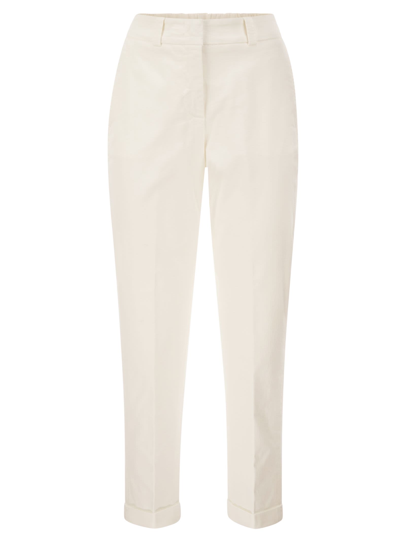 Peserico Women Stretch Cotton Tapered Trousers With Elasticated Waistband PESERICO