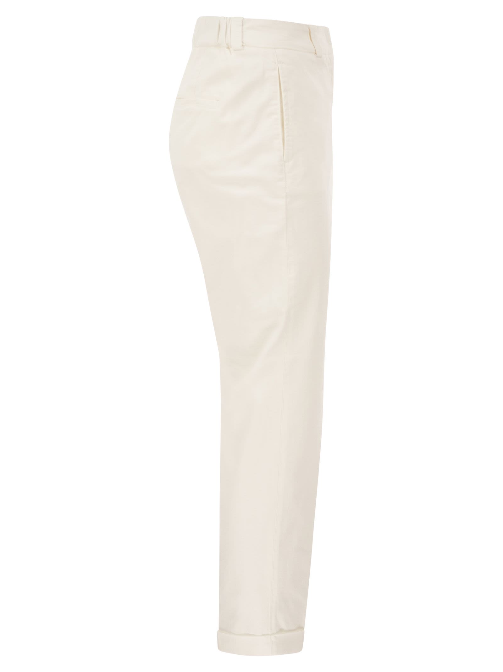 Peserico Women Stretch Cotton Tapered Trousers With Elasticated Waistband PESERICO