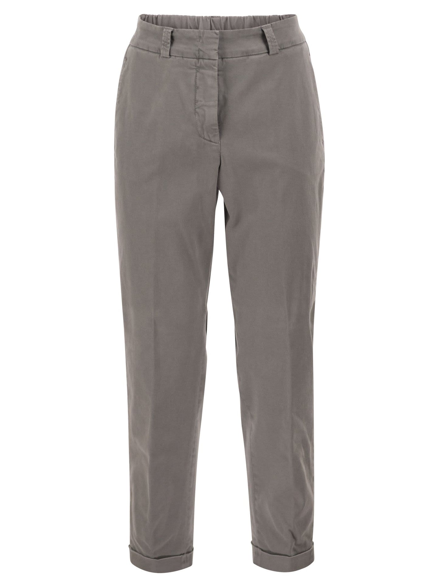 Peserico Women Stretch Cotton Tapered Trousers With Elasticated Waistband PESERICO