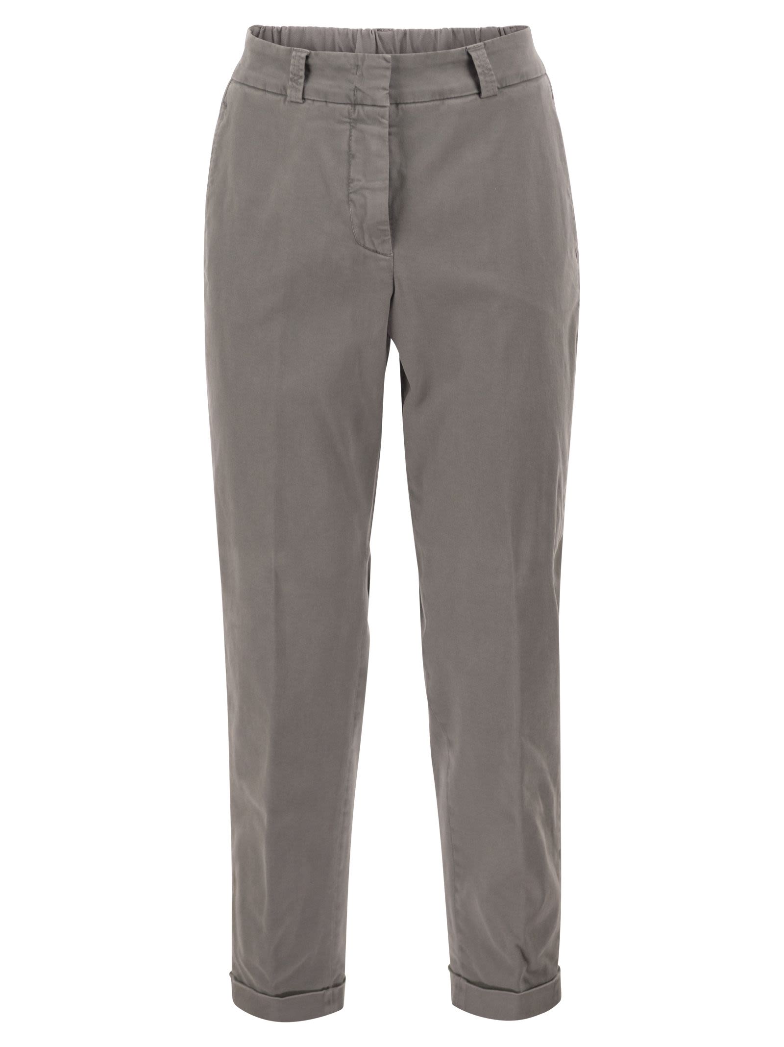 Peserico Women Stretch Cotton Tapered Trousers With Elasticated Waistband PESERICO
