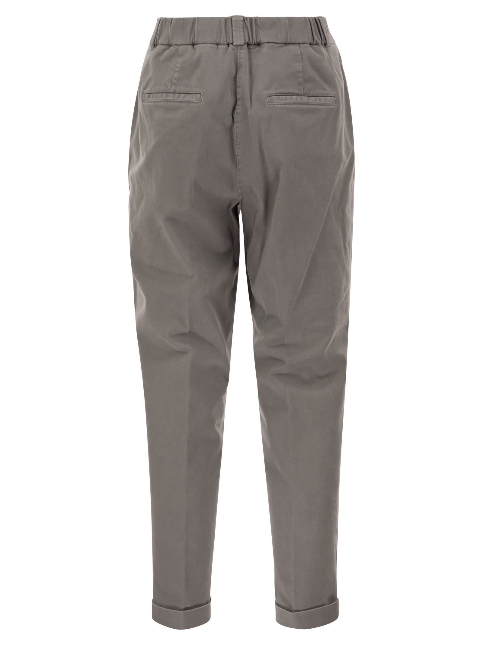 Peserico Women Stretch Cotton Tapered Trousers With Elasticated Waistband PESERICO