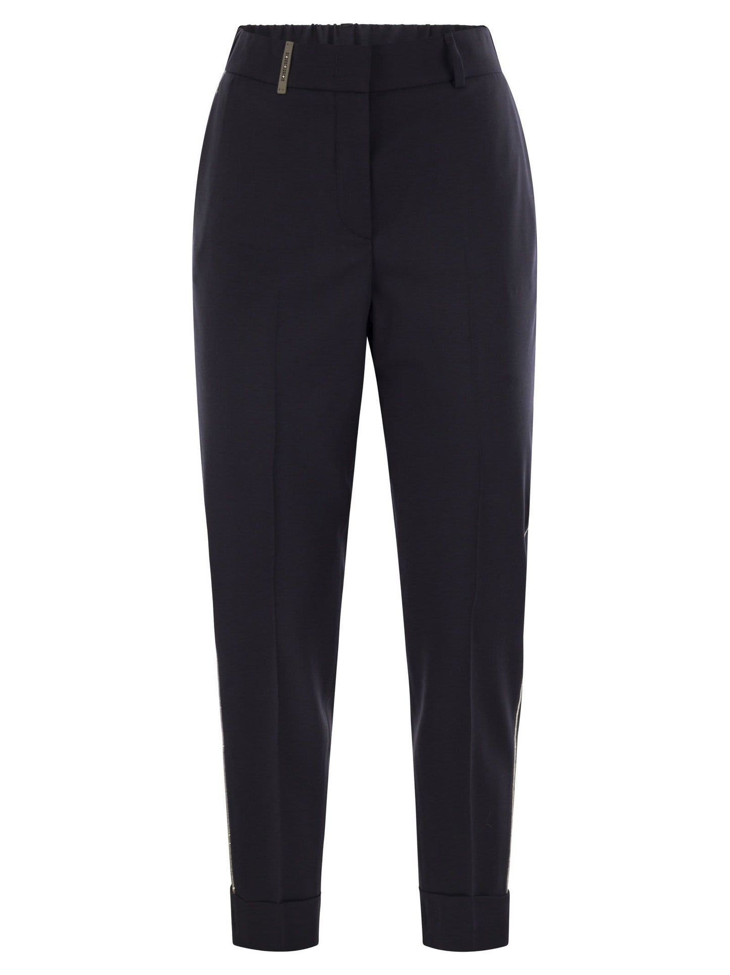 Peserico Women Virgin Wool Blend Trousers With Jewellery Peserico