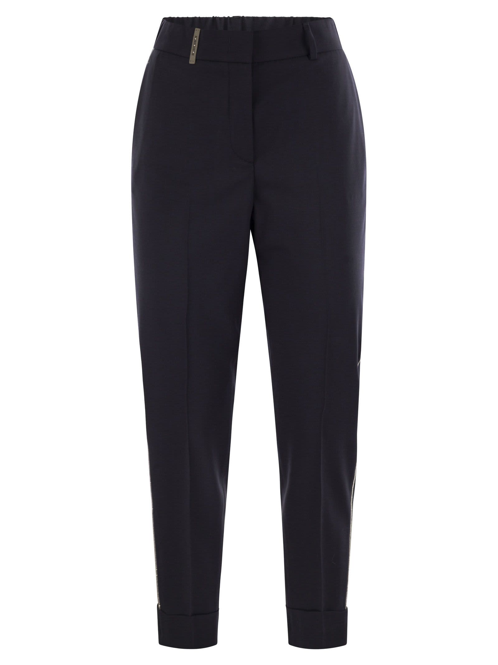 Peserico Women Virgin Wool Blend Trousers With Jewellery Peserico