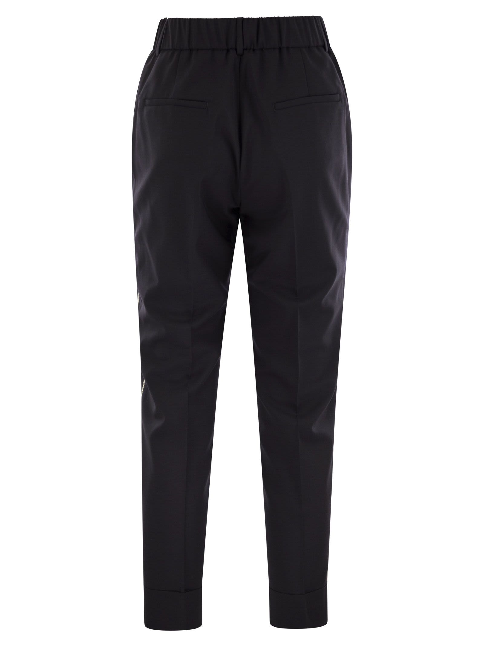 Peserico Women Virgin Wool Blend Trousers With Jewellery Peserico