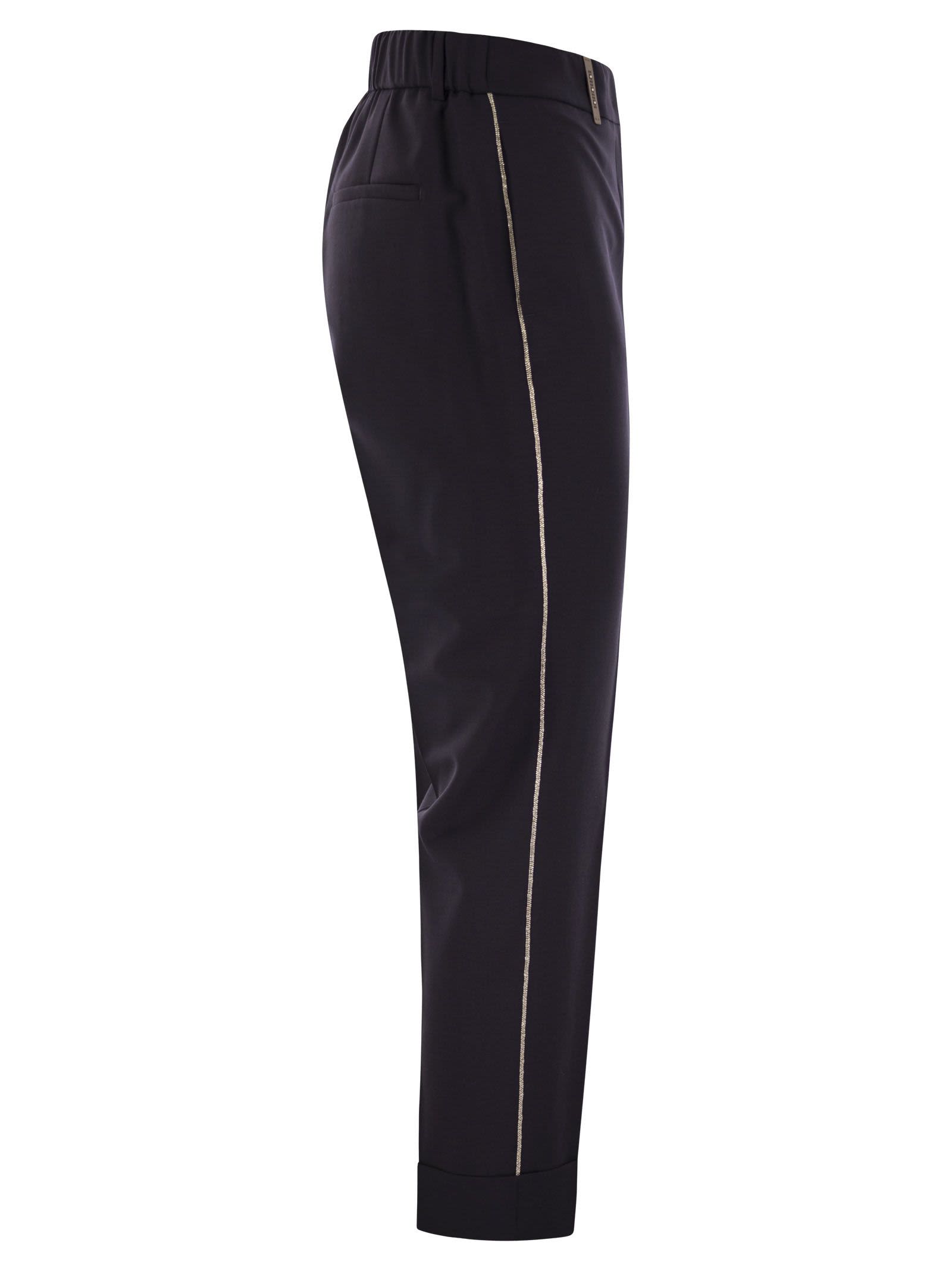 Peserico Women Virgin Wool Blend Trousers With Jewellery Peserico