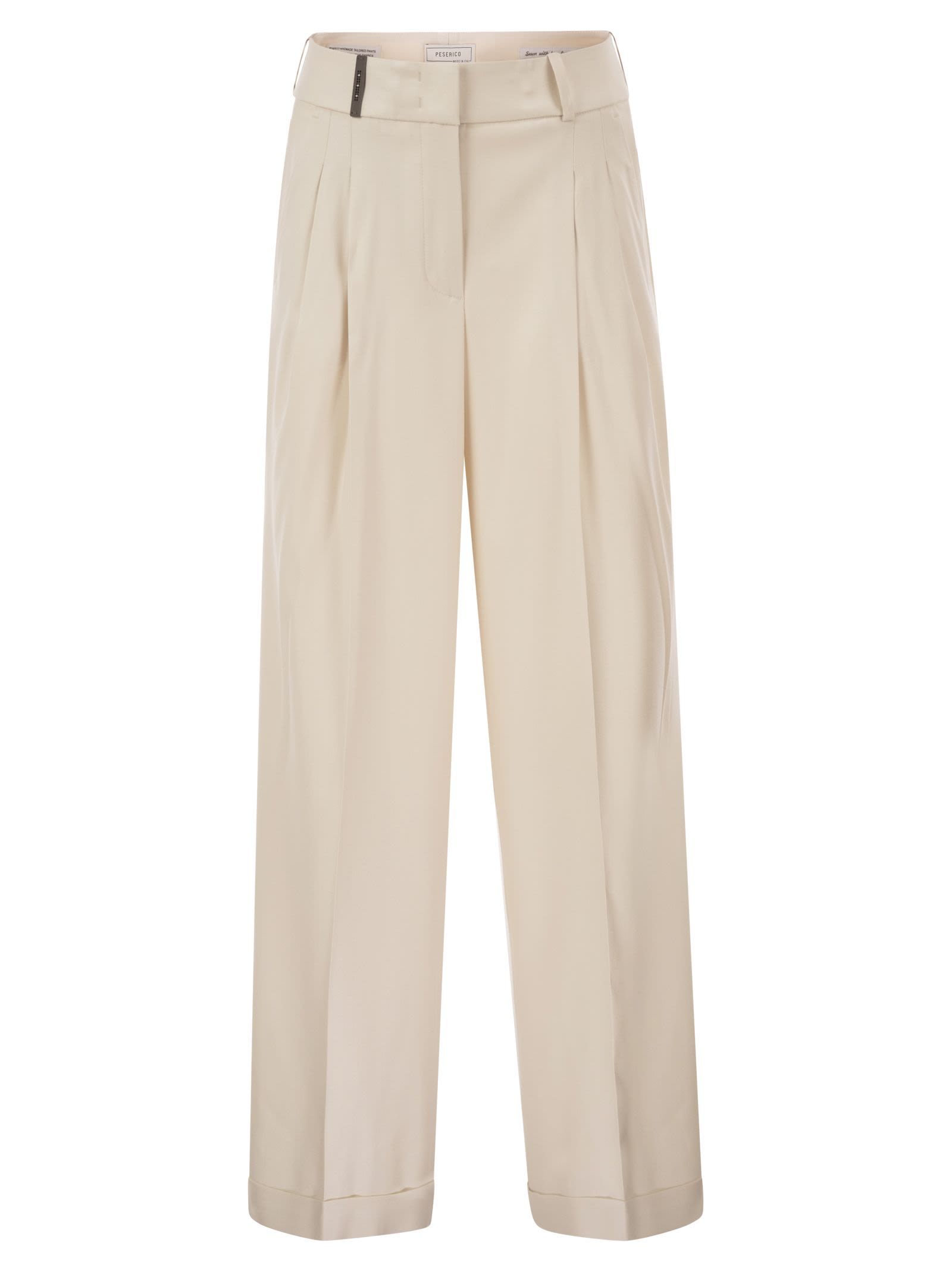 Peserico Women Tailored Virgin Wool Stretch Trousers With Front Pleats PESERICO