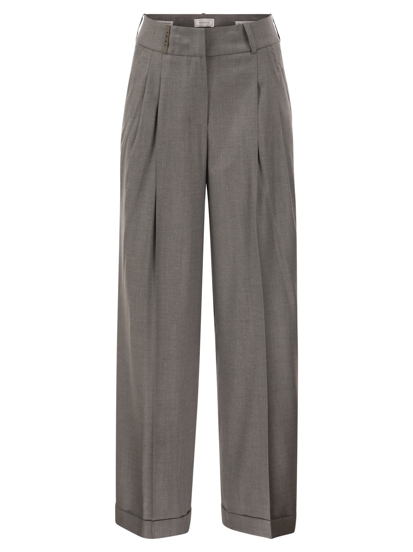 Peserico Women Tailored Virgin Wool Stretch Trousers With Front Pleats PESERICO