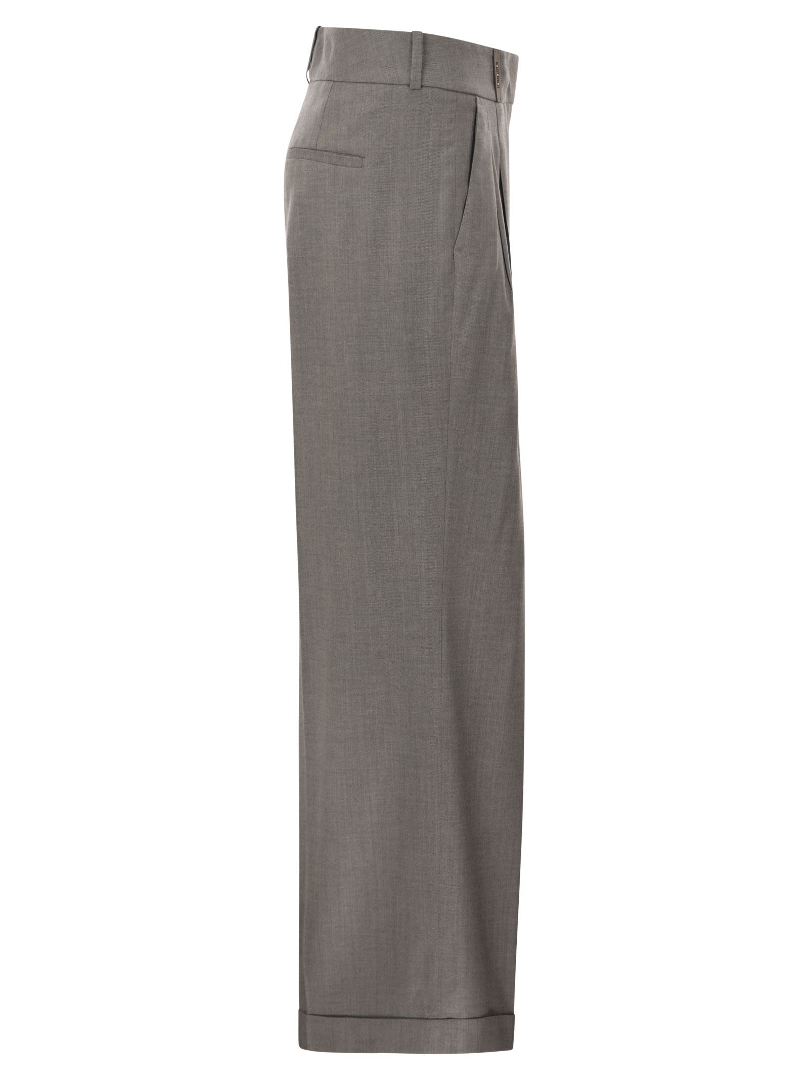 Peserico Women Tailored Virgin Wool Stretch Trousers With Front Pleats PESERICO