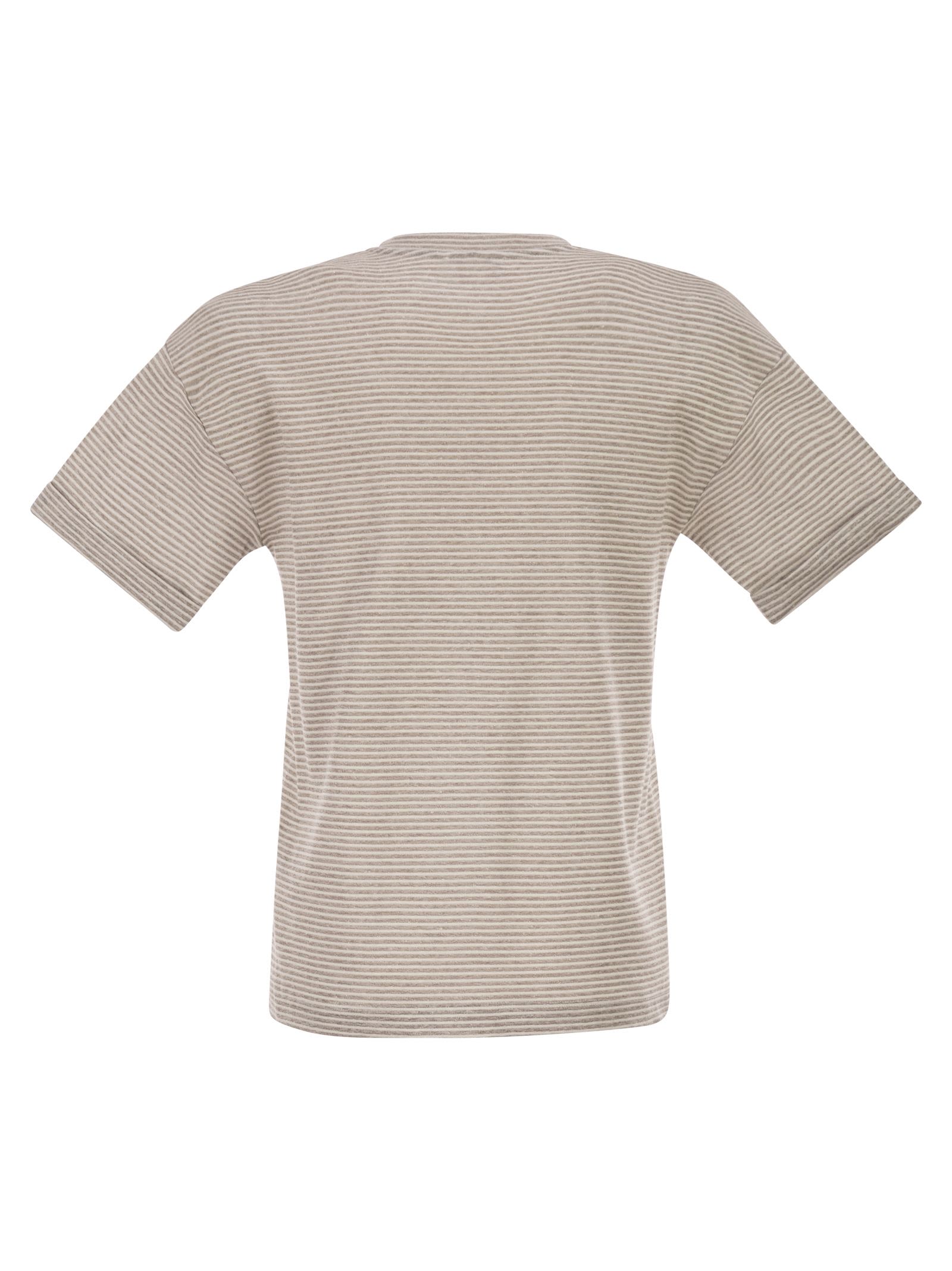 Peserico Women Striped Linen And Cotton T-Shirt With Luminous Yarns PESERICO