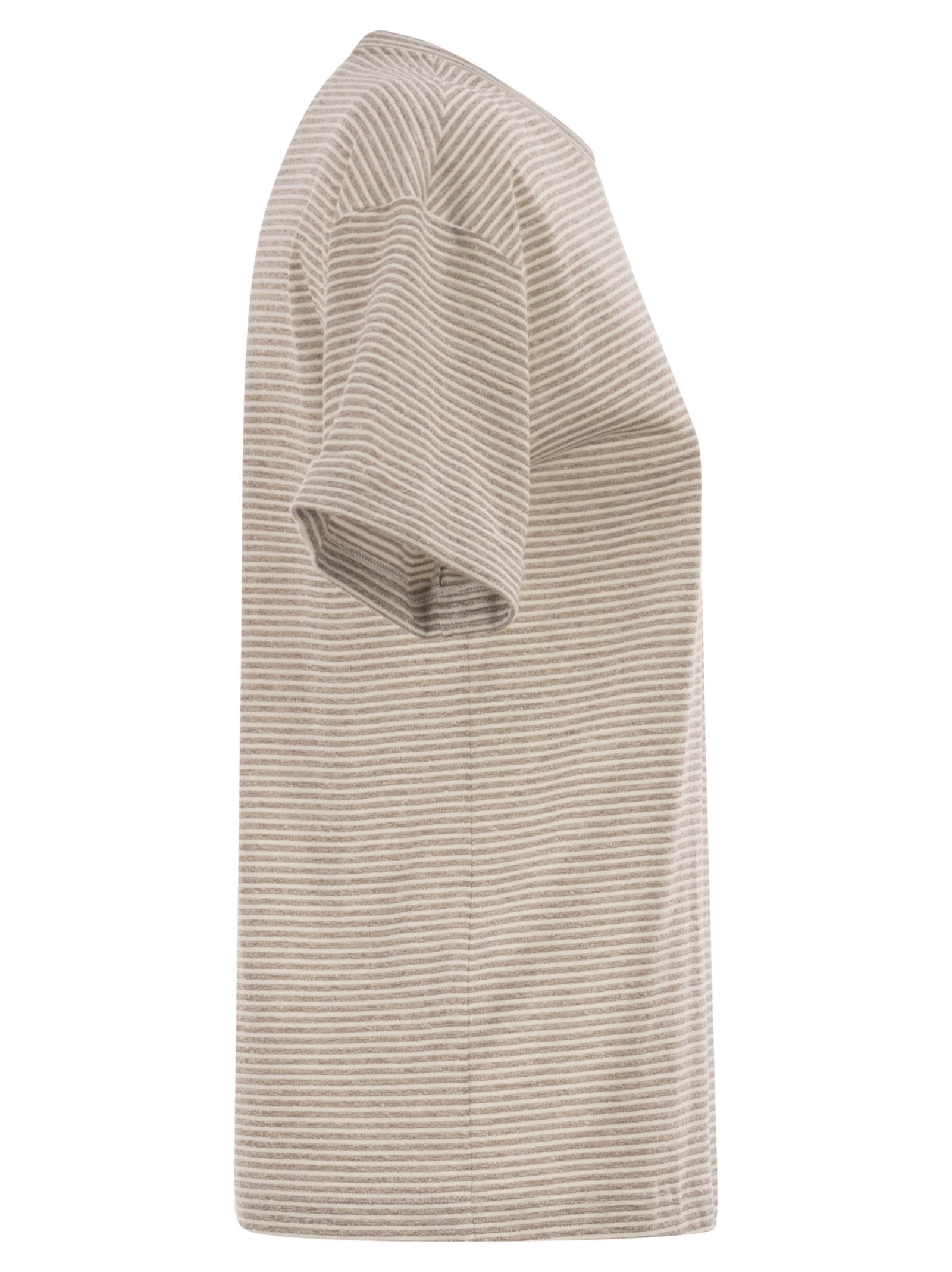 Peserico Women Striped Linen And Cotton T-Shirt With Luminous Yarns PESERICO