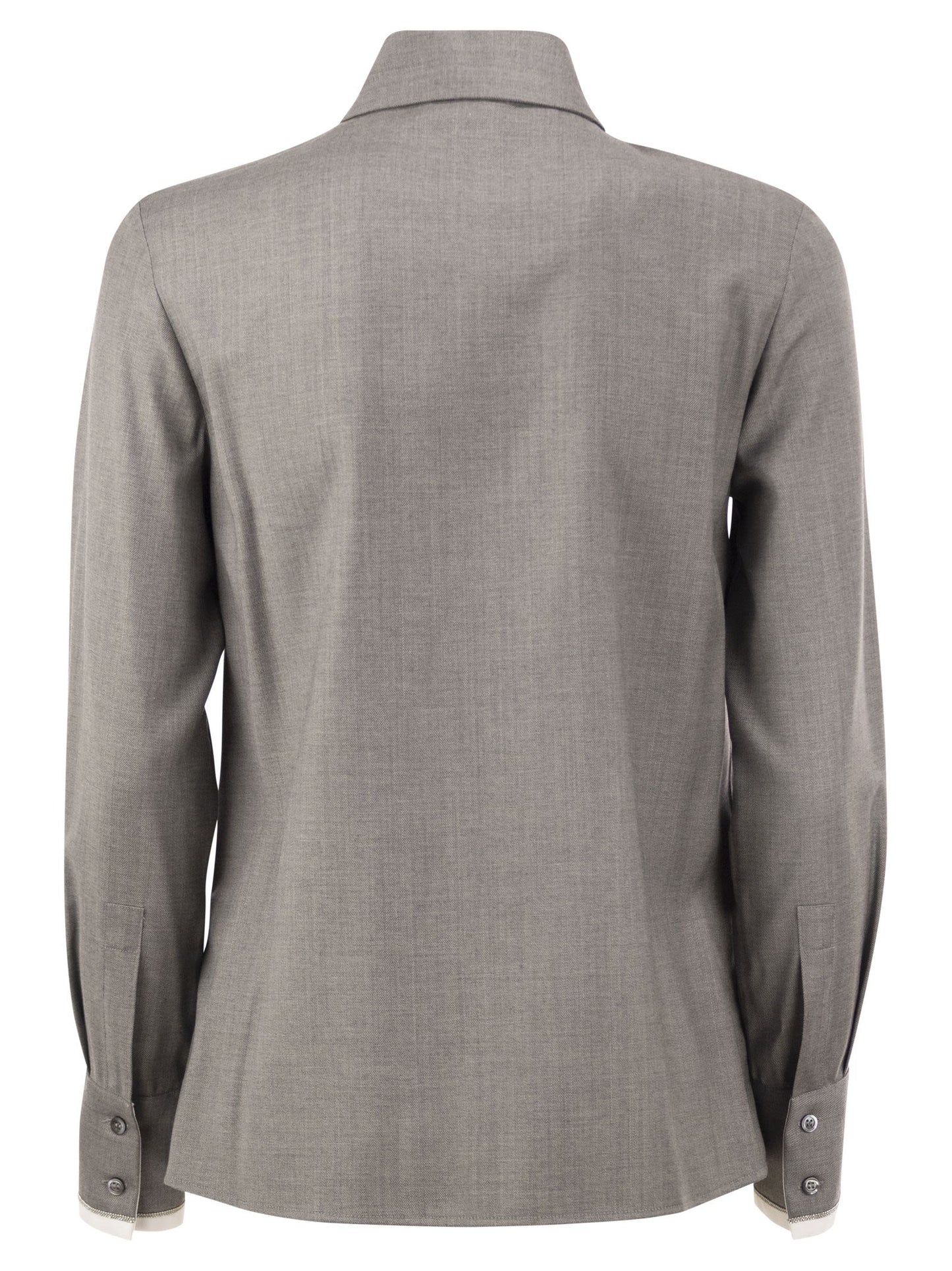 Peserico Women Stretch Virgin Wool And Viscose Shirt With Shimmering Cuff Detail PESERICO