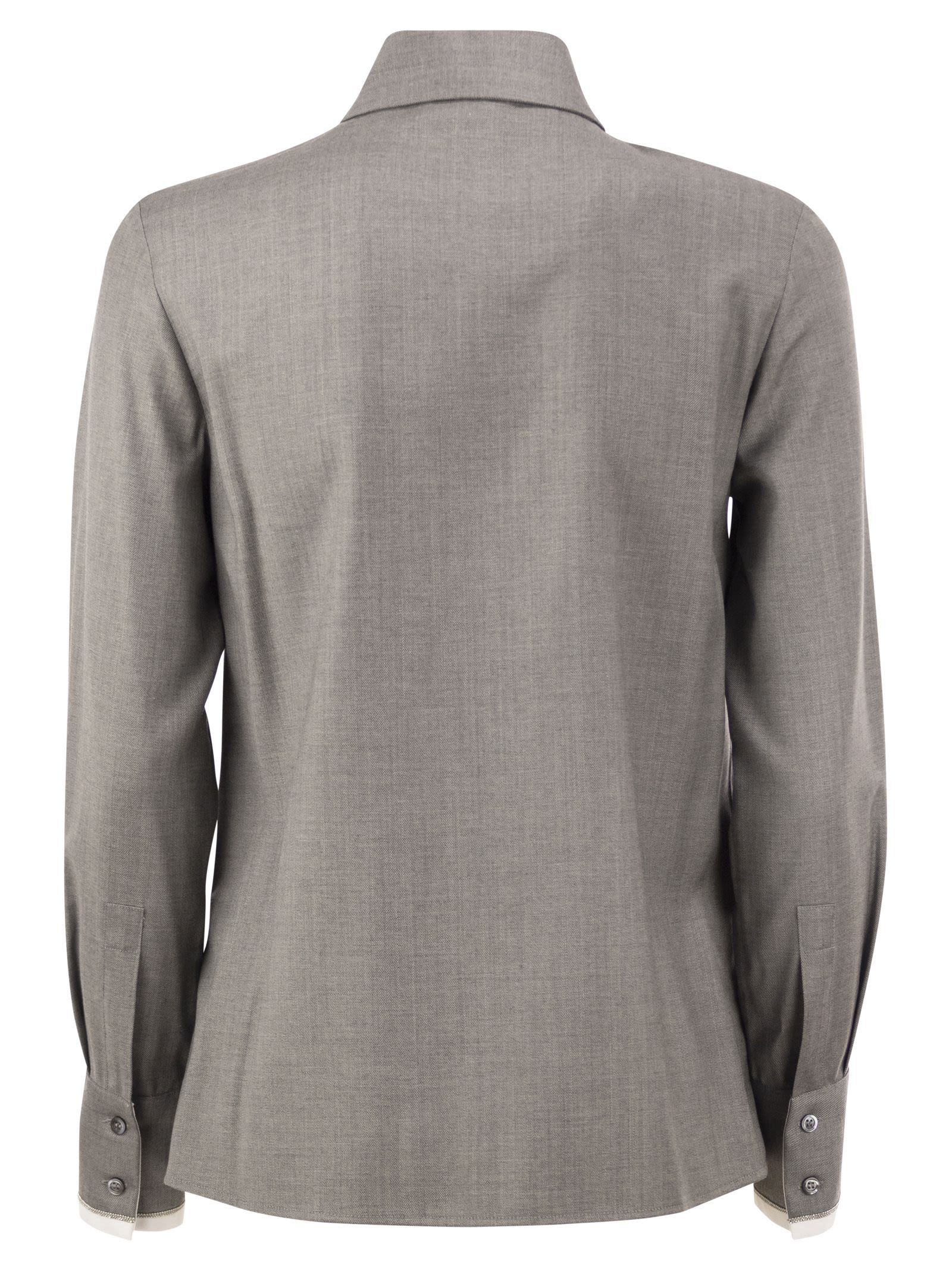 Peserico Women Stretch Virgin Wool And Viscose Shirt With Shimmering Cuff Detail PESERICO