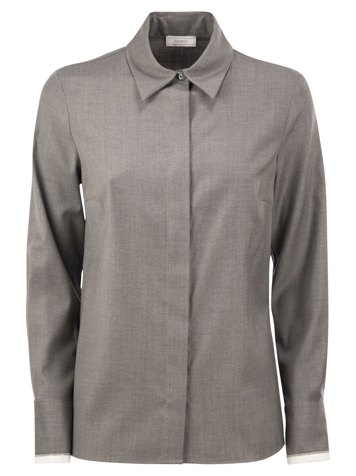 Peserico Women Stretch Virgin Wool And Viscose Shirt With Shimmering Cuff Detail PESERICO