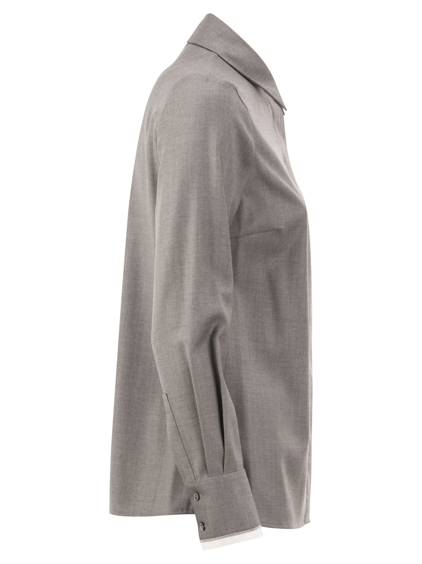 Peserico Women Stretch Virgin Wool And Viscose Shirt With Shimmering Cuff Detail PESERICO