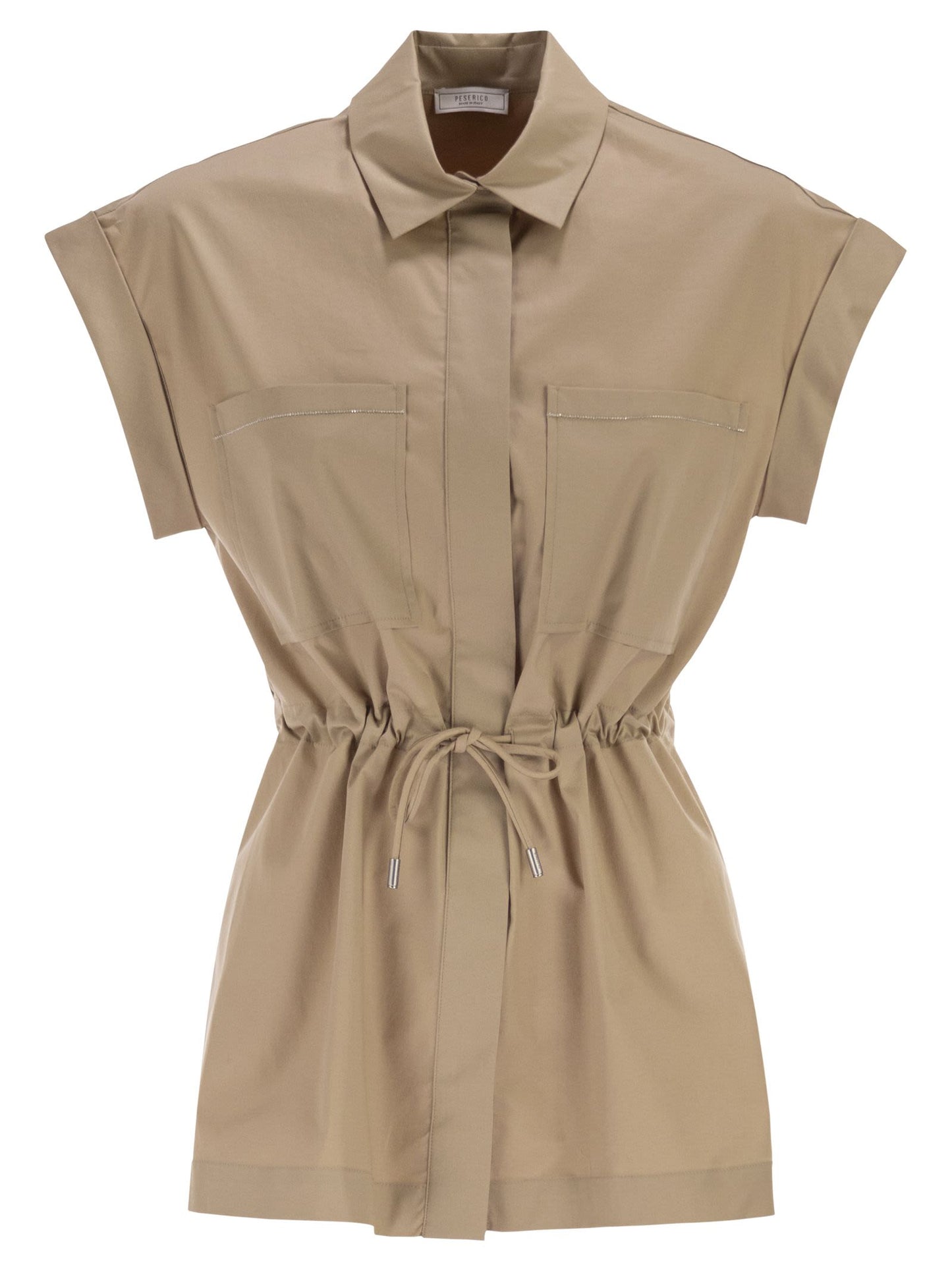 Peserico Women Stretch Cotton Blouse With Drawstring Waist PESERICO