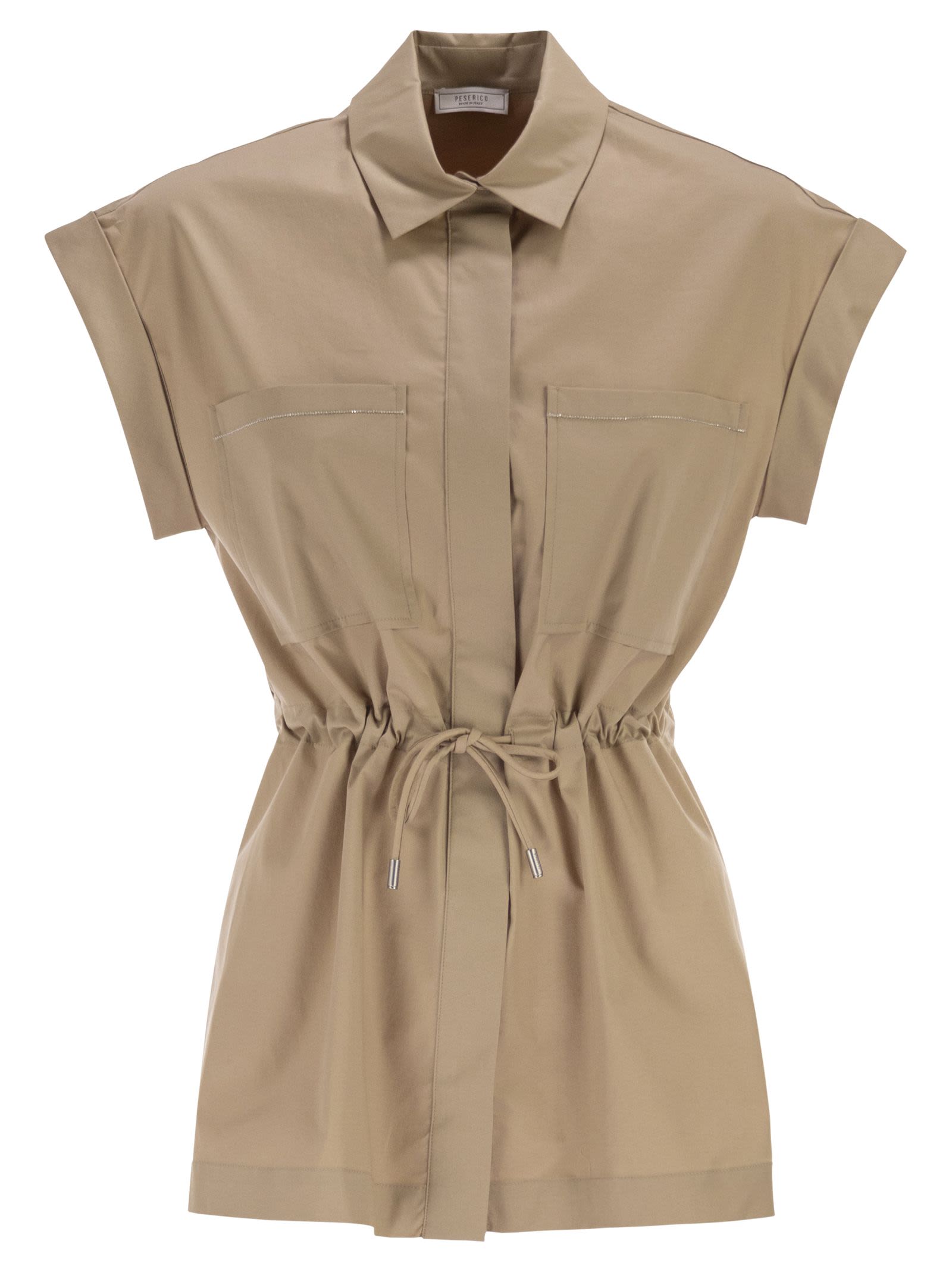 Peserico Women Stretch Cotton Blouse With Drawstring Waist PESERICO