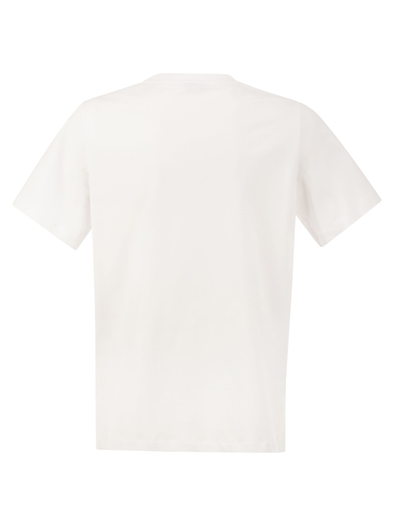 Peserico Women Stretch Cotton T-Shirt With Punto Luce Chest Pocket Detail PESERICO