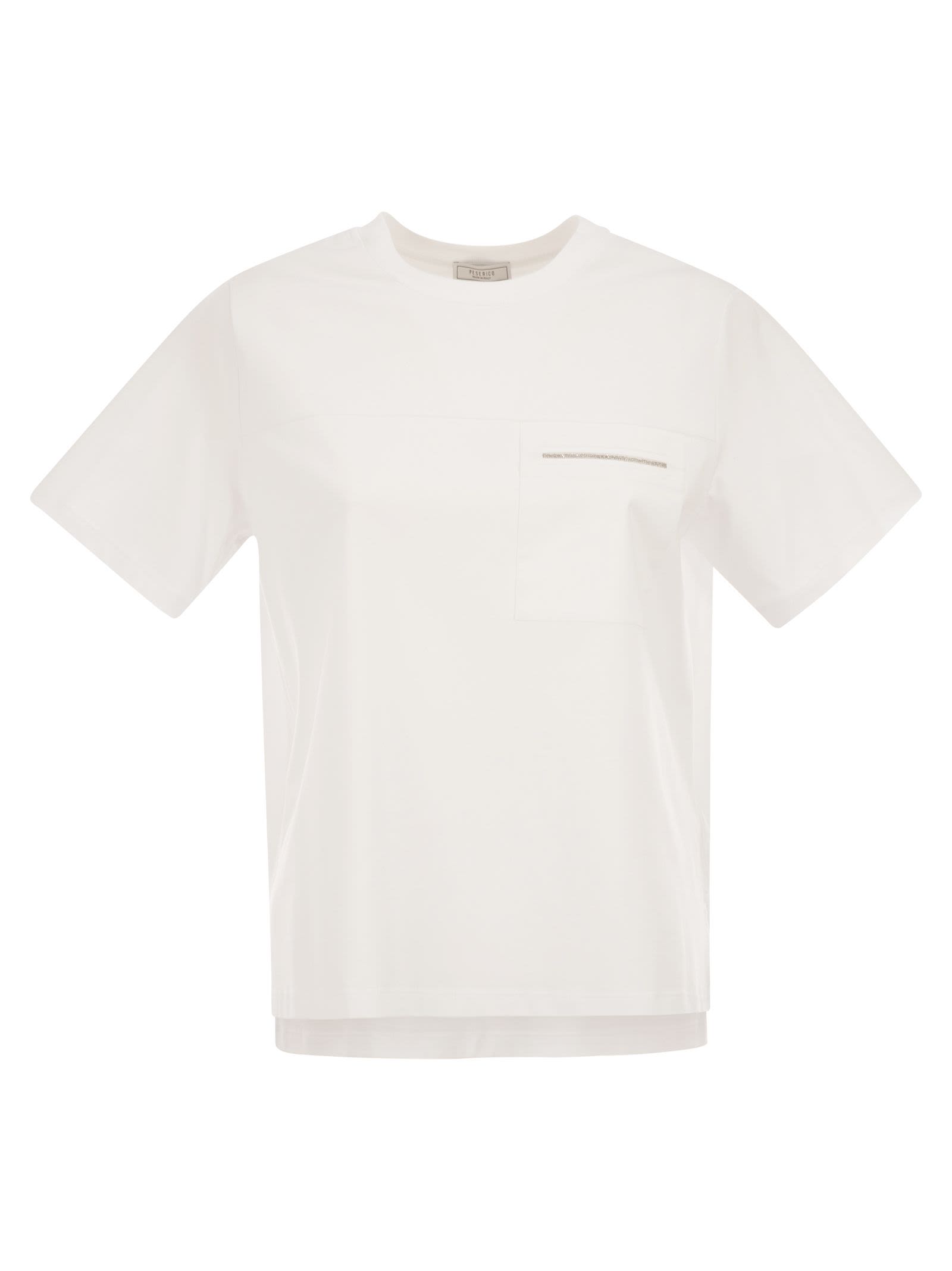Peserico Women Stretch Cotton T-Shirt With Pocket PESERICO