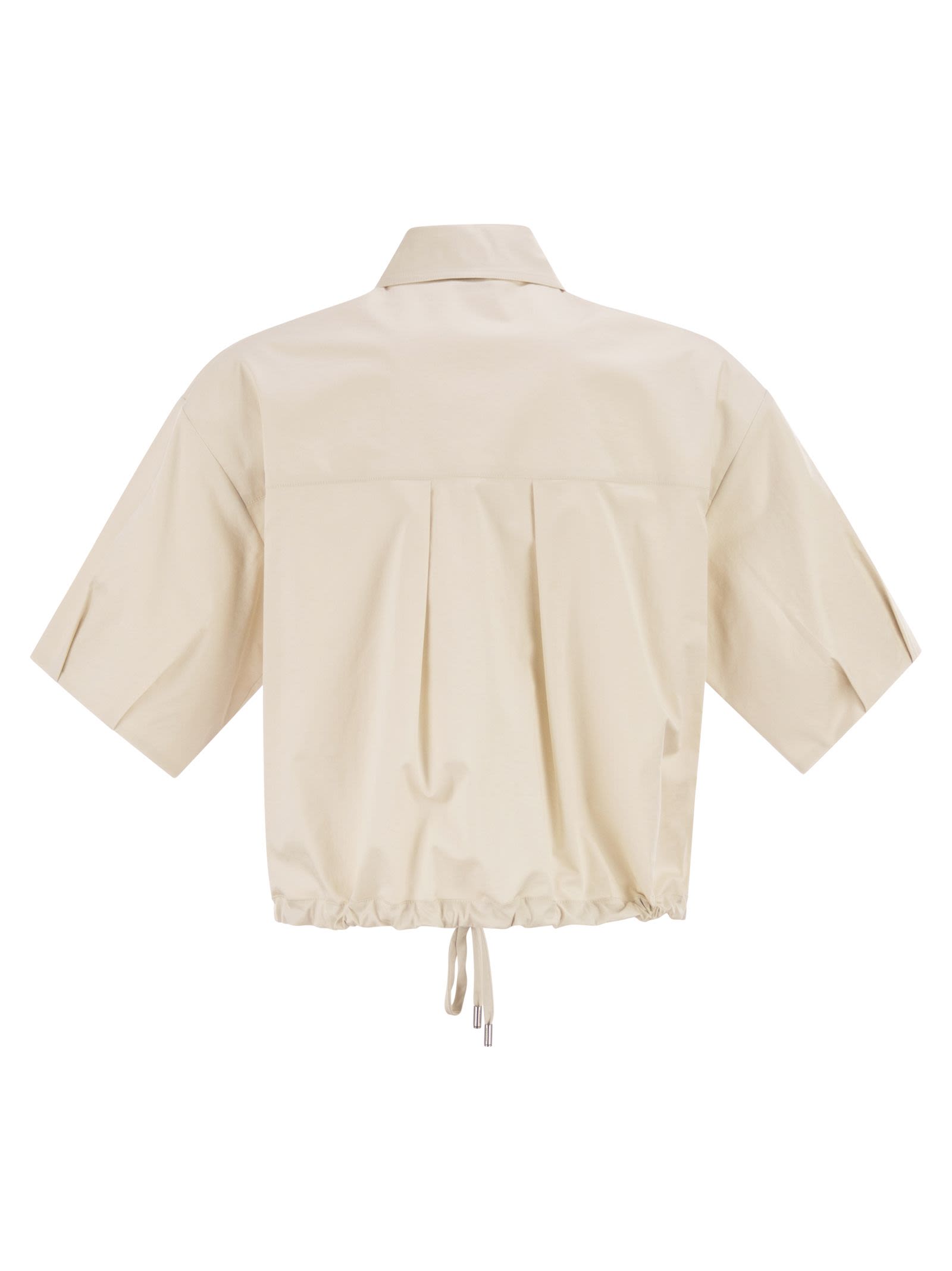 Peserico Women Cropped Stretch Cotton Shirt With Drawstring PESERICO