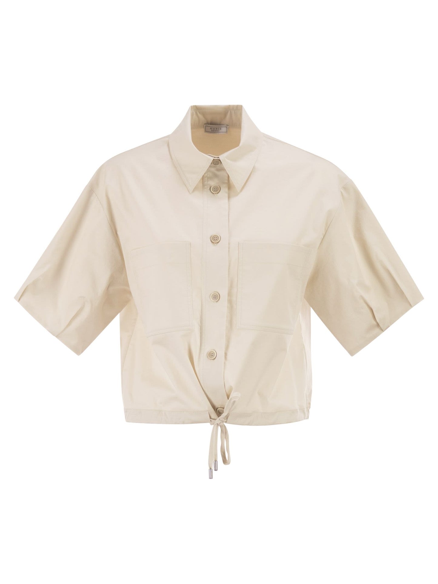 Peserico Women Cropped Stretch Cotton Shirt With Drawstring PESERICO