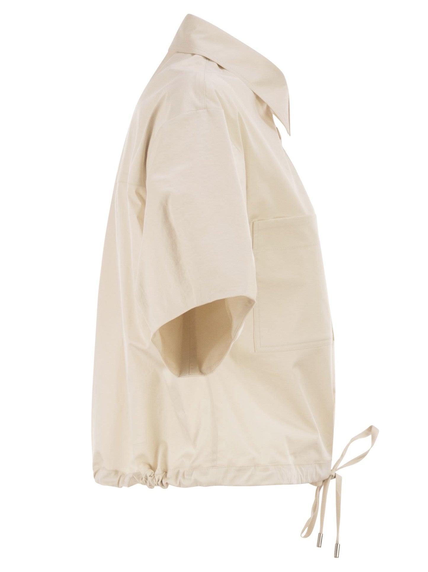 Peserico Women Cropped Stretch Cotton Shirt With Drawstring PESERICO