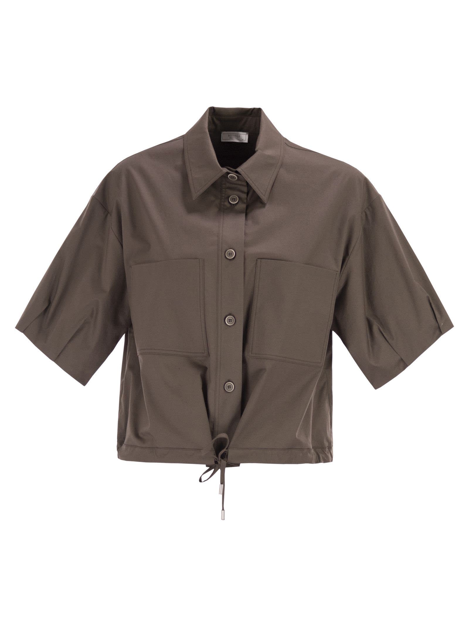 Peserico Women Cropped Stretch Cotton Shirt With Drawstring PESERICO
