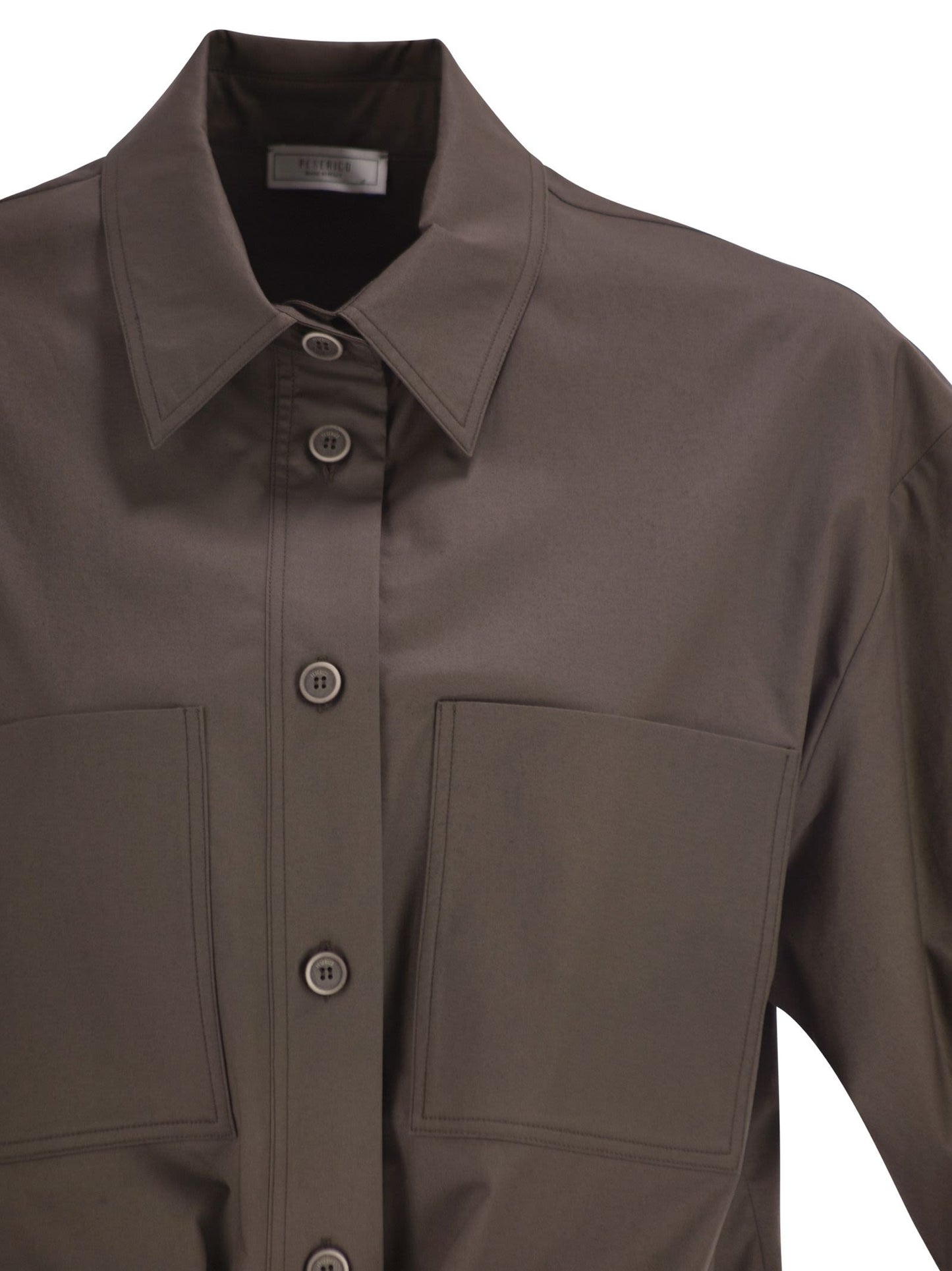 Peserico Women Cropped Stretch Cotton Shirt With Drawstring PESERICO
